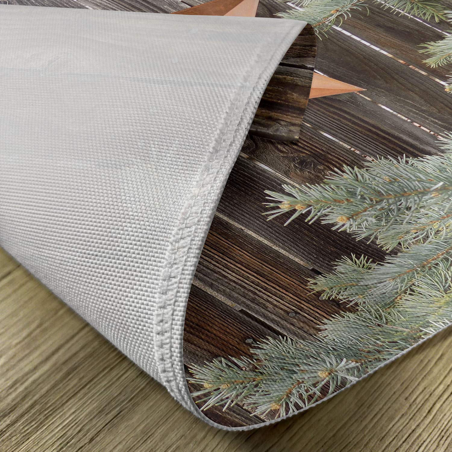 Ambesonne Prehistoric Country Place Mats Set of 4 - Orange Star on Wood Fence Design, Washable Fabric Table Mats for Dining Room, Kitchen & Outdoor Picnics (Standard Size, Orange Green Brown)