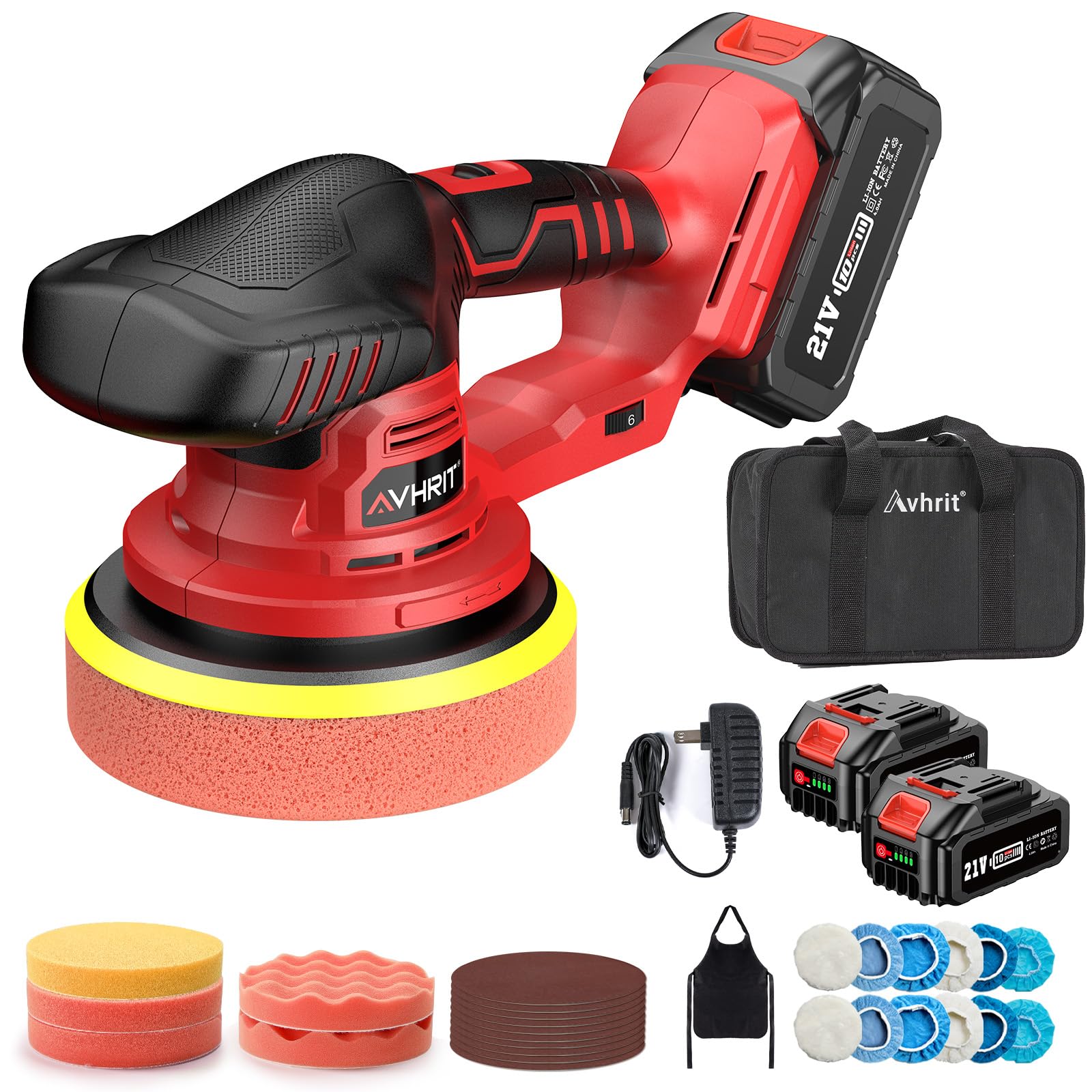 **Upgraded Cordless Polisher with 2x4.0Ah Batteries – 6-Speed Adjustable (5500 RPM) – Car Buffer & Waxing Kit for Auto Detailing, Boat Sanding & Polishing – Includes Tool Bag (Perfect for DIY Car Care & Marine Maintenance)**
