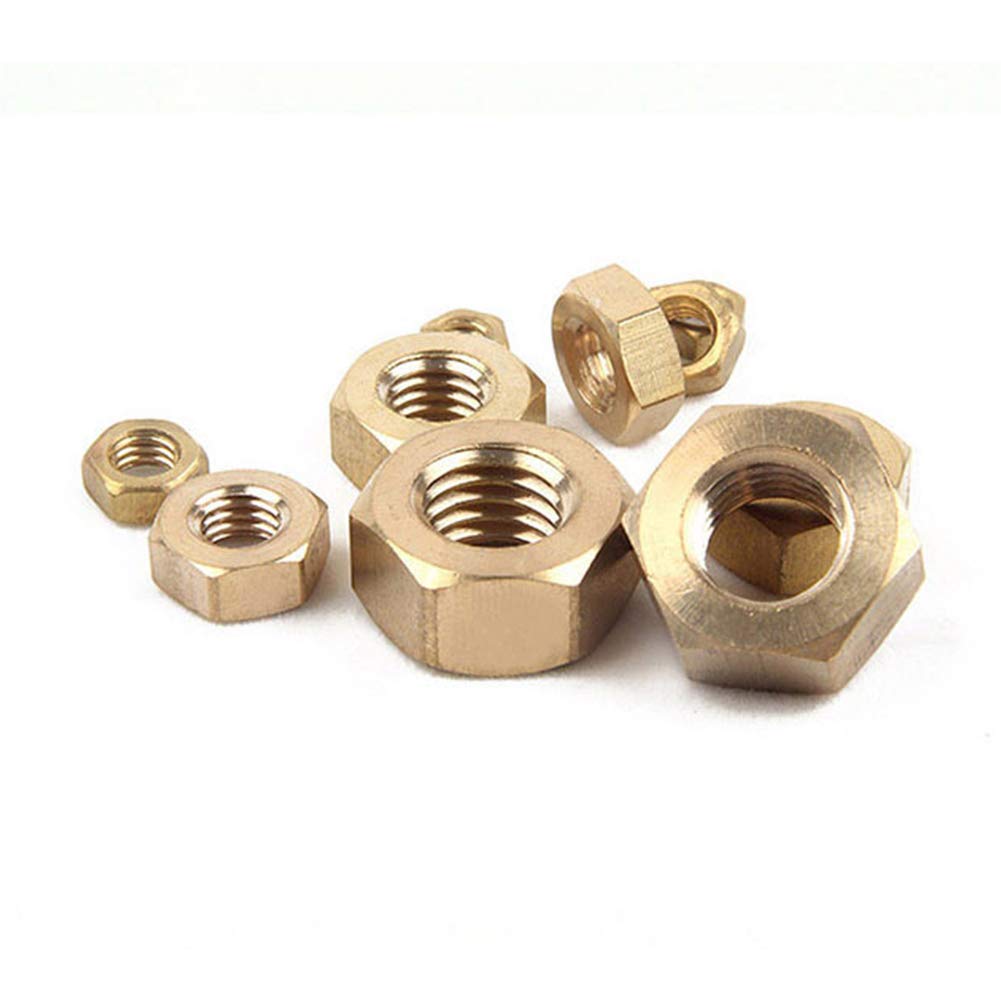 Hexagon Head Lock Nuts - Brass Metric Thread Fasteners M2.5 for Automotive, Machinery & DIY Projects | Durable Hardware Tools
