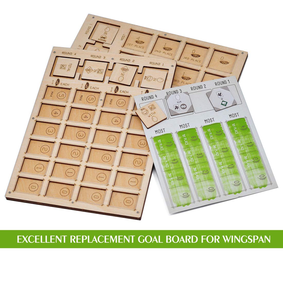 Wingspan Board Game Objective Scoreboard - Wooden Laser Cut Goal Tracker for Competitive Play | Perfect for Family Game Nights & Strategy Enthusiasts