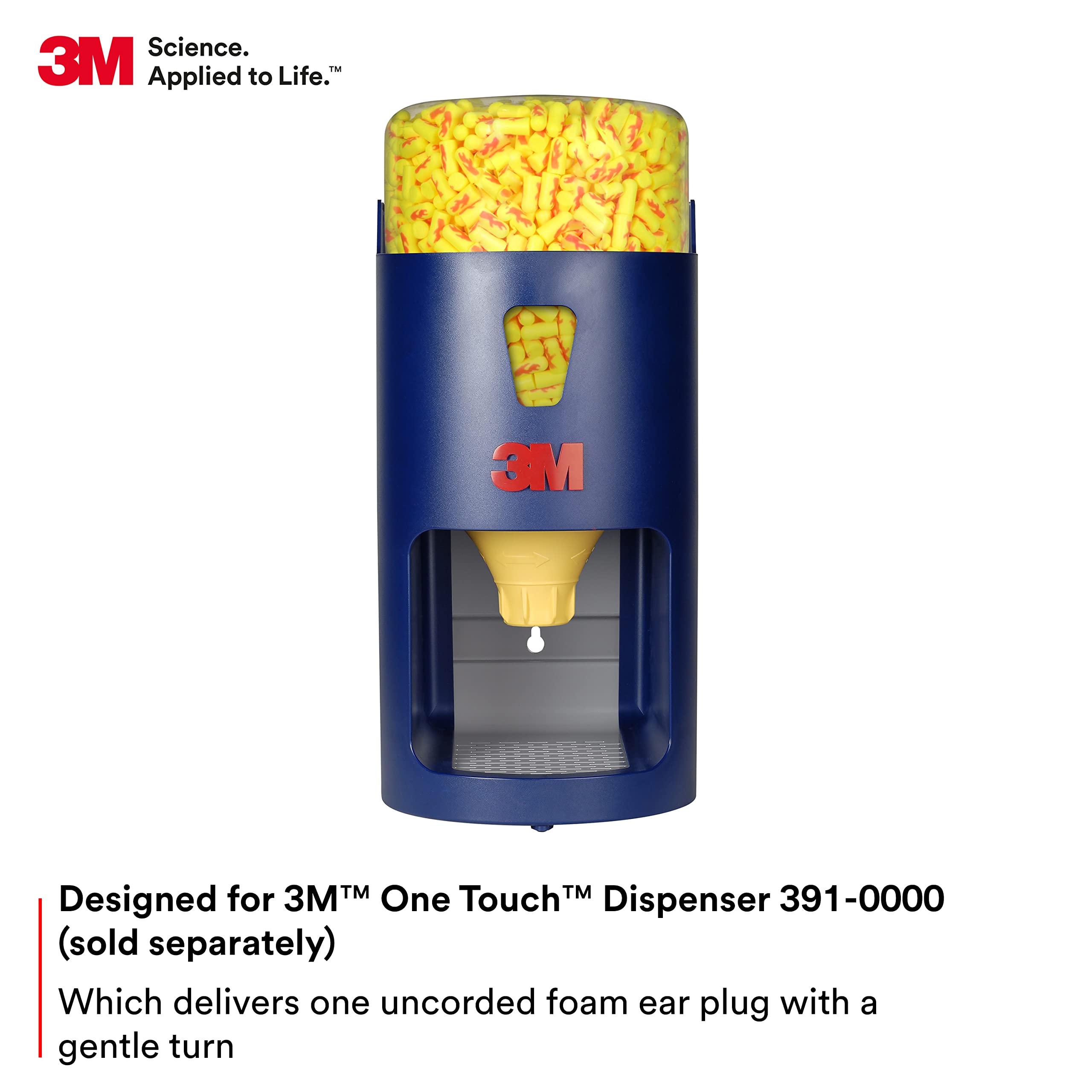 3M E-A-Rsoft FX 391-1012 Uncorded Disposable Foam Earplugs - 500 Pair Refill Bottle for One Touch Dispenser - NRR 33 Noise Reduction - Ideal for Drilling, Grinding, Machining, Sawing, Welding & Loud Work Environments