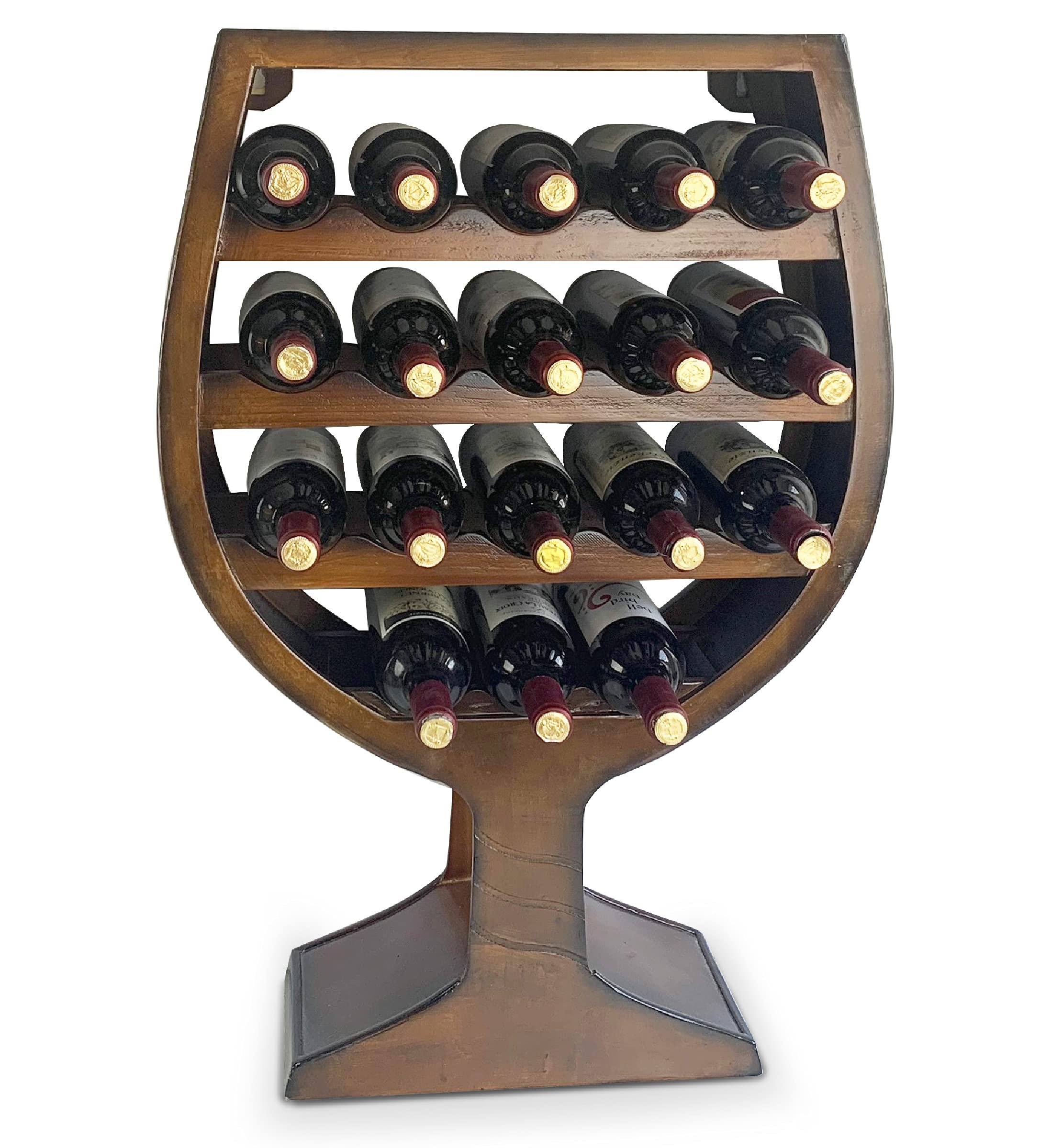 CoTa Global 18-Bottle Wall Mounted Wine Rack - Rustic Wooden Wine Holder for Hanging or Freestanding Use | Wine Storage Shelf Organizer for Home Bar, Kitchen & Dining Room Décor | Perfect for Wine Enthusiasts & Entertaining Guests