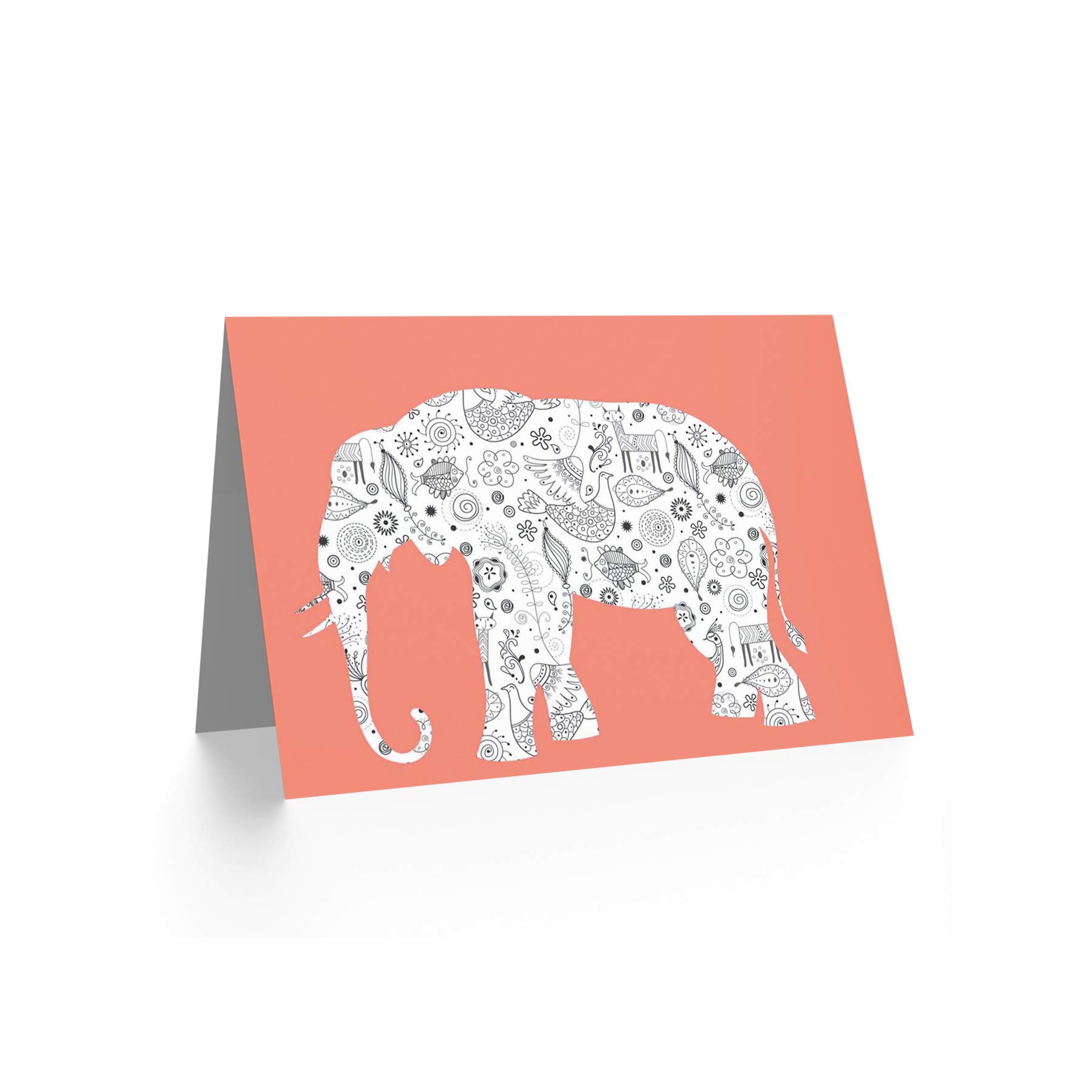 Wee Blue Coo Elephant Pattern Silhouette Animal Pink Blank Greeting Card - Perfect for Birthday Wishes, Baby Showers & Special Occasions