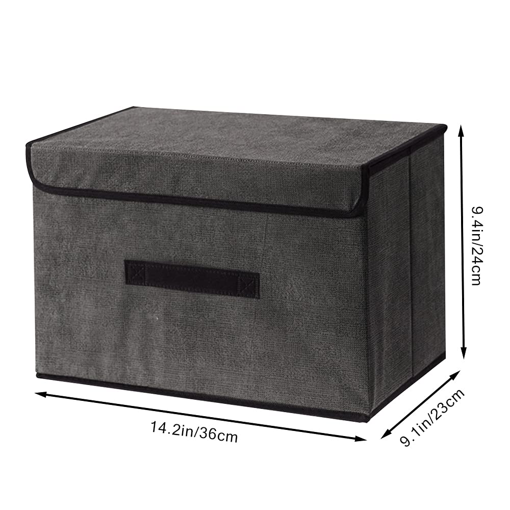 Foldable Storage Box with Dustproof Lid & Handle - Collapsible Storage Organizer for Closet, Bedroom, Home Organization - Space Saving Grey Storage Bin for Clothes, Toys & Household Items
