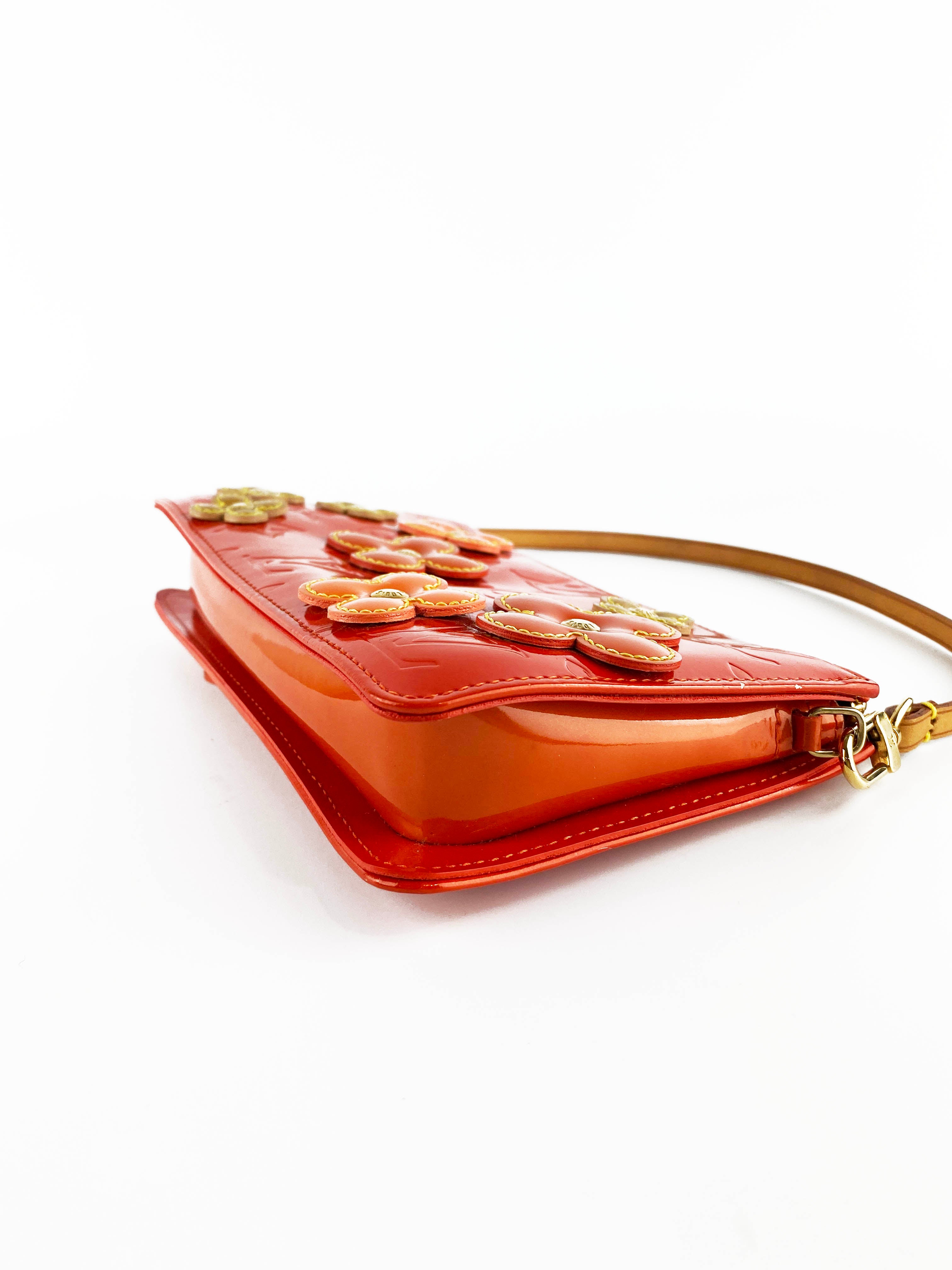 Authentic Louis Vuitton Orange Lexington Fleurs Pochette Crossbody Bag - Luxury Designer Handbag for Women, Perfect for Date Night & Evening Events