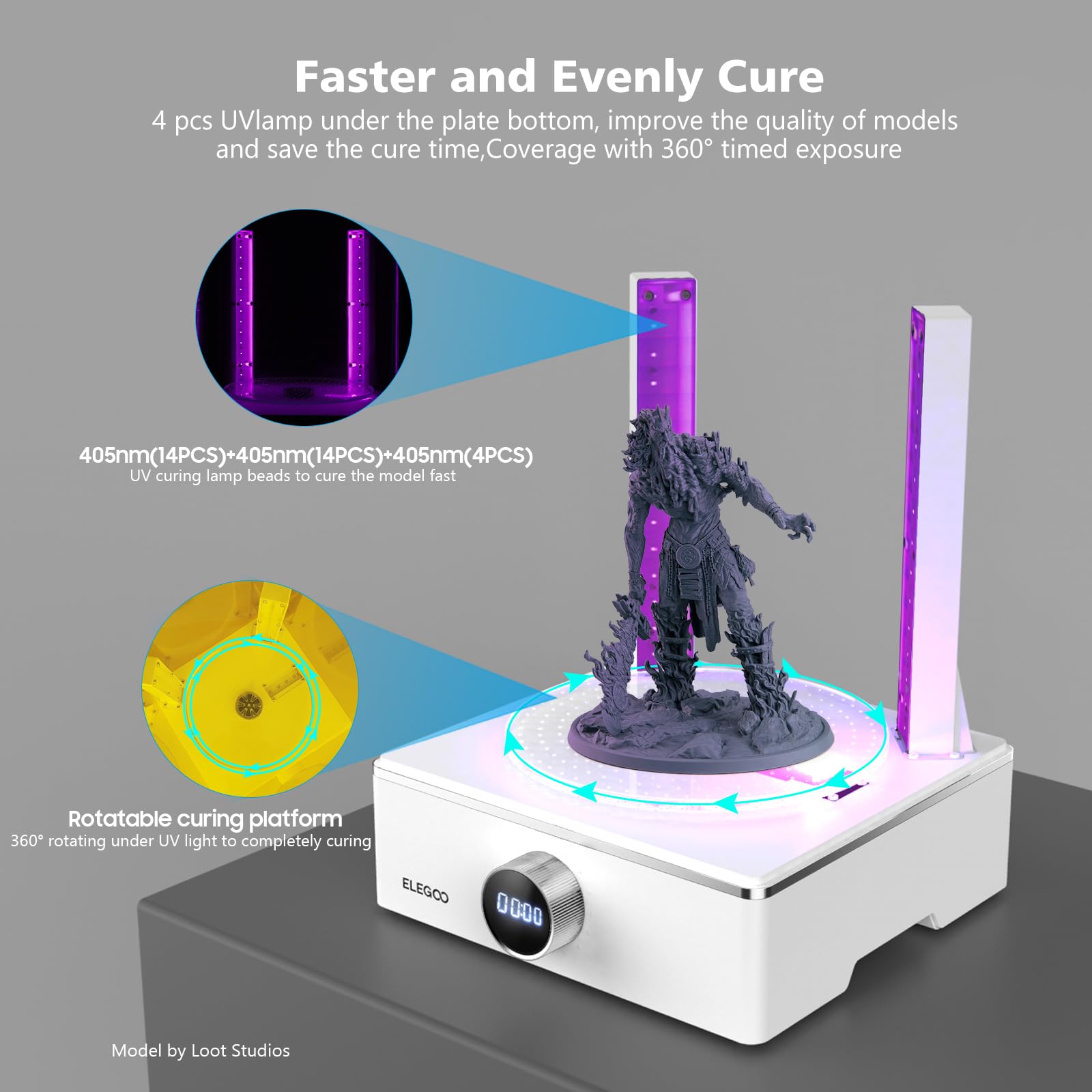 ELEGOO Mercury X Bundle - Wash & Cure Station with ABS-Like 3D Printer Resin (1000g, Grey) for High-Quality 3D Printing | Perfect for Miniatures, Prototypes & DIY Projects