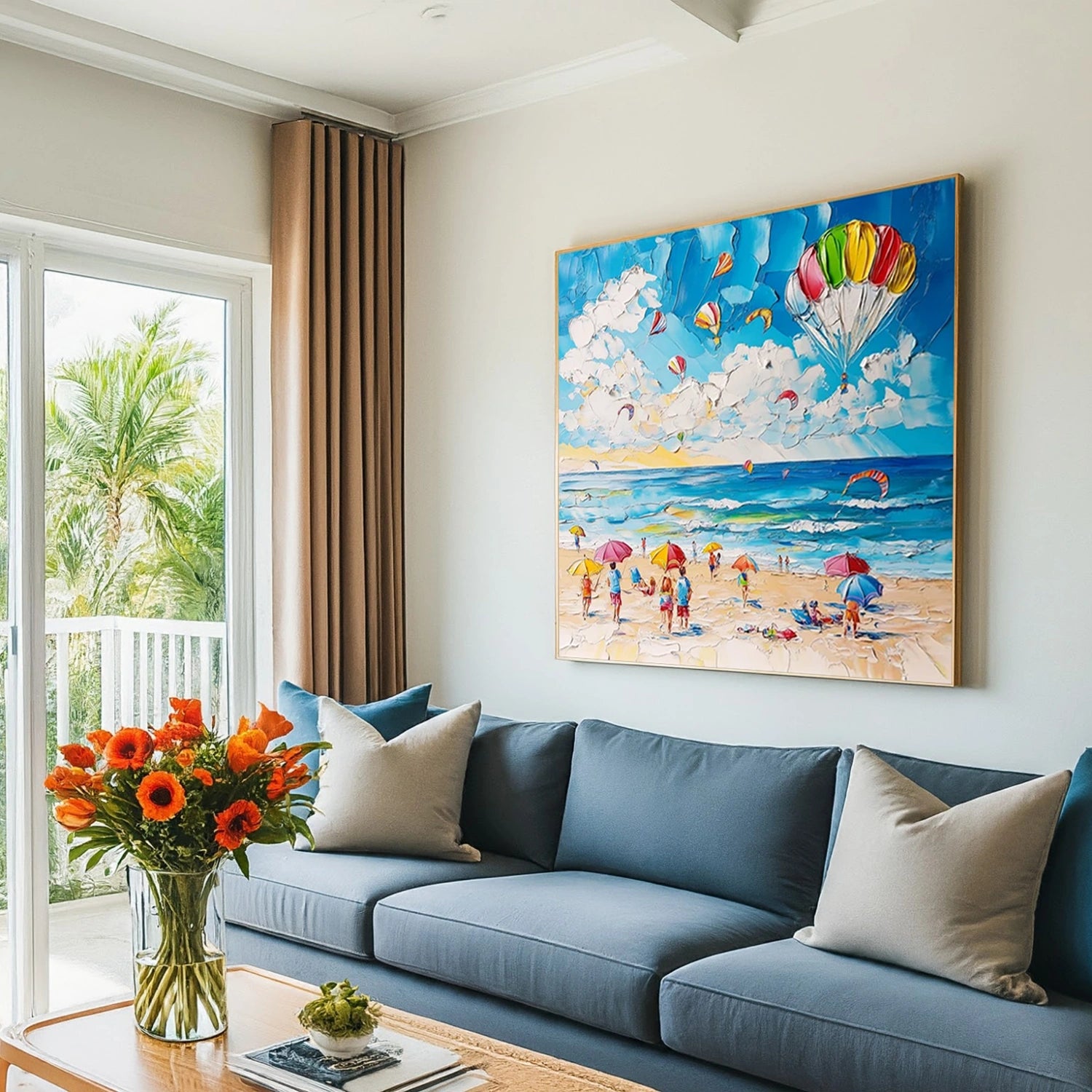 Seascape and Snowy Peak Landscape Painting #SP056 - Perfect for Home Decor, Office Wall Art & Gift Ideas