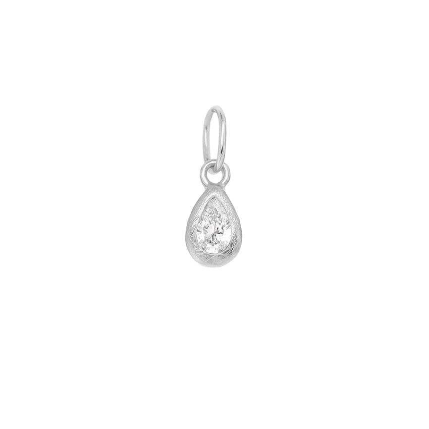 Boulder Pear Bezel Diamond Charm Pendant - Elegant Jewelry for Women, Perfect for Gifts, Anniversaries & Special Occasions