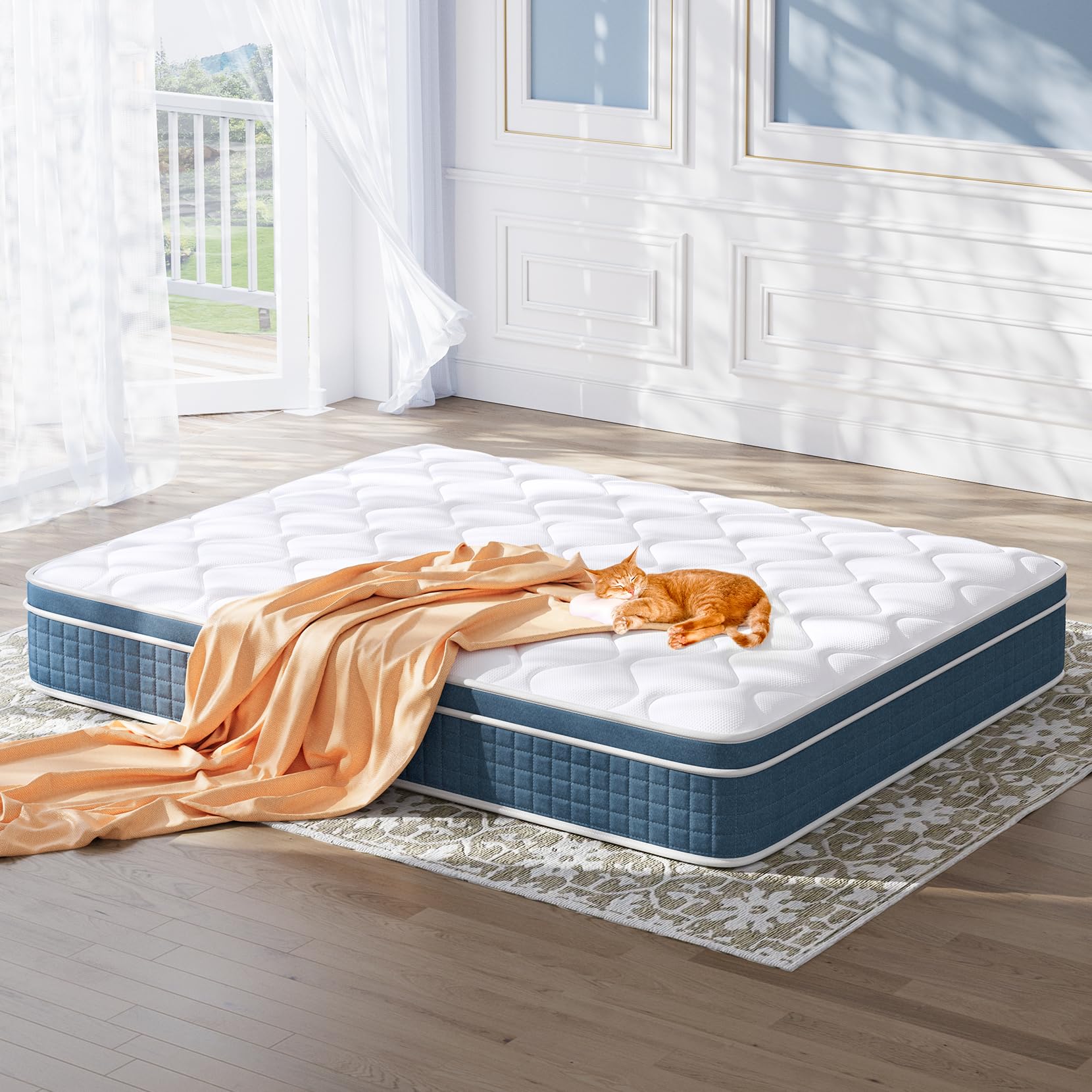 8 Inch Hybrid Twin Mattress in a Box - Memory Foam & Pocket Spring for Pressure Relief - Breathable Medium Firm Single Bed Mattress (75