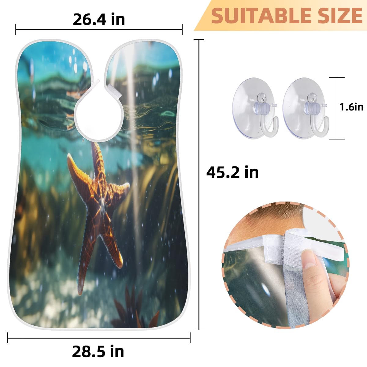 **Starfish Ocean Summer Animal Beard Shaving Bib for Men - Waterproof Hair Dye Apron & Makeup Cape for Women - Sink Hair Cleaner & Beard Trimming Tool - Perfect for Barbers, Salons & DIY Grooming at Home**