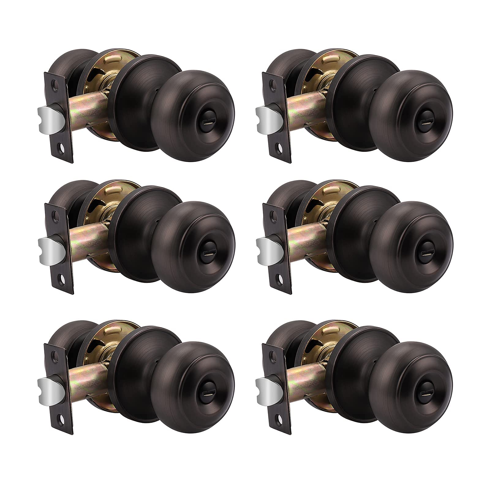 6 Pack Privacy & 3 Pack Passage Door Knobs Set - Oil Rubbed Bronze Interior Door Handles for Bathroom, Bedroom & Hall Closet - Perfect for Home Privacy & Smooth Room Access