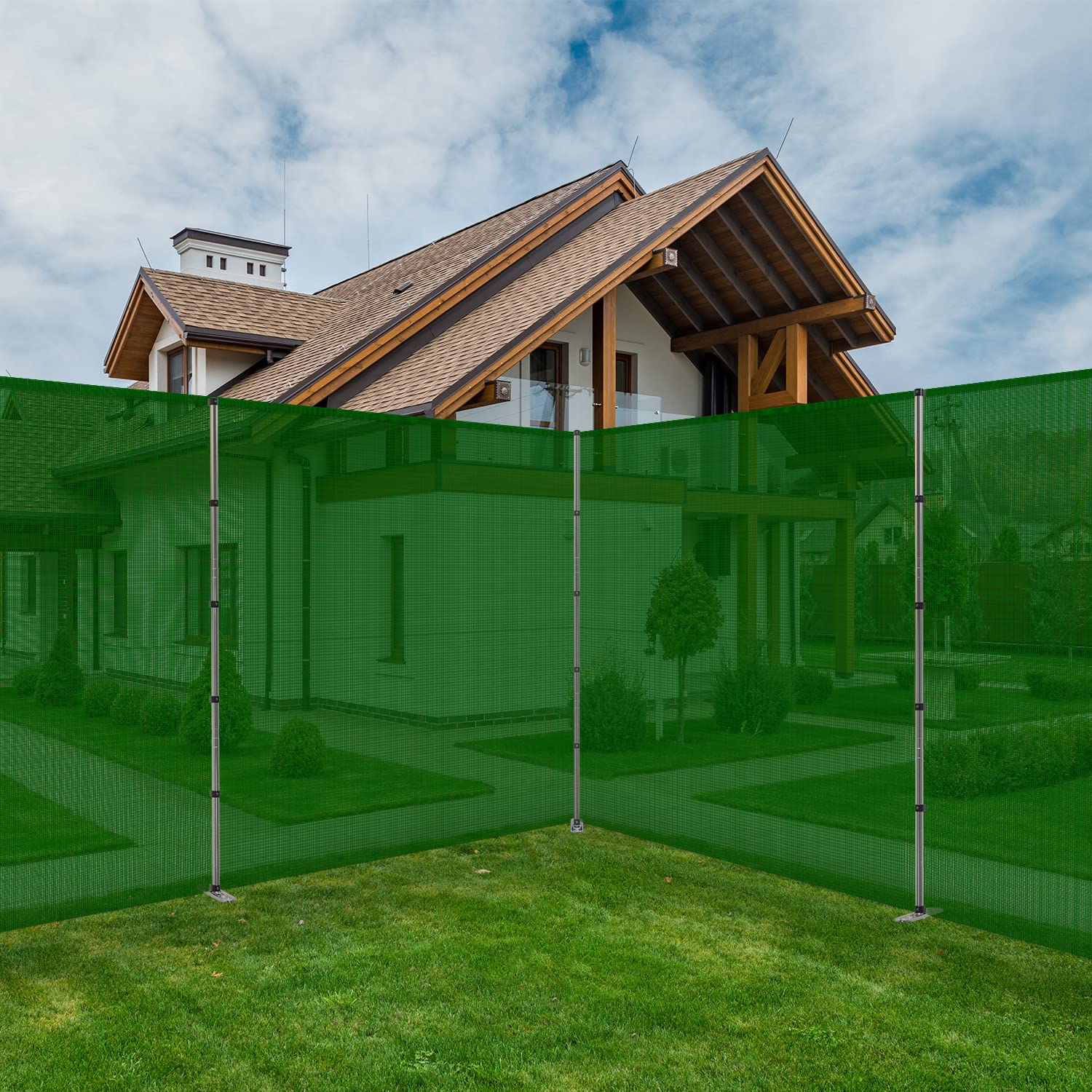 Coarbor 6'x21' Removable Outdoor Fence Panel - Heavy Duty Pool, Dog, Chicken & Garden Barrier with Spikes & Poles (Green) | Perfect for Backyard Security, Pet Containment & Vegetable Protection