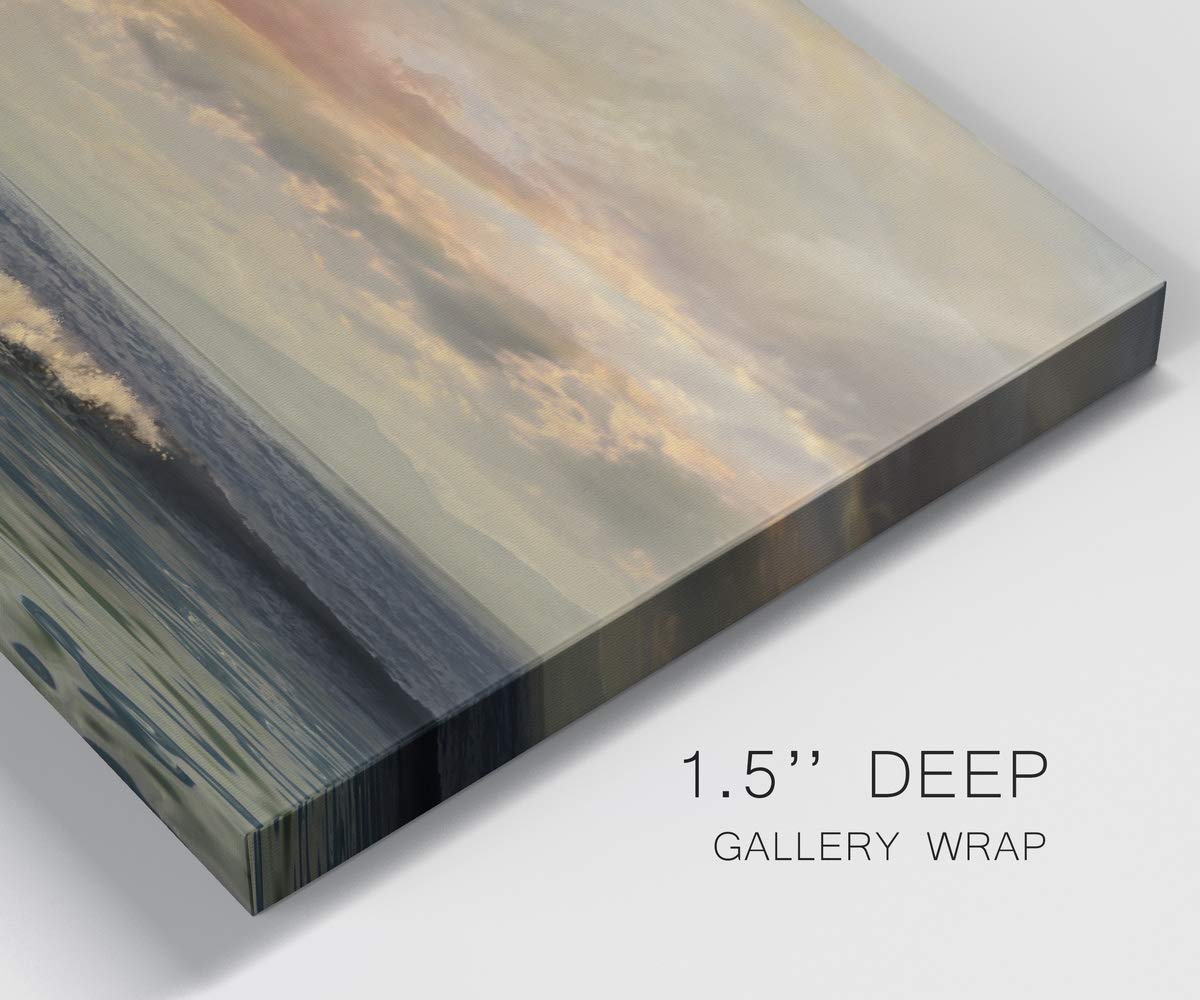 Modern Ocean Wave Canvas Wall Art - Blue Beach Landscape Print for Living Room, Bedroom, Bathroom & Office Decor - Ready to Hang 24x48 Inches - Perfect for Coastal, Nautical & Boho Home Styling