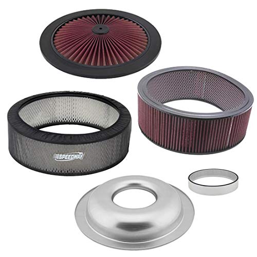 Speedway Motors 14x4 Inch High Performance Air Cleaner & Pre-Filter Kit - Compatible with Harley Davidson, ATV & Motorcycle Engines - Perfect for Off-Road & Racing Applications