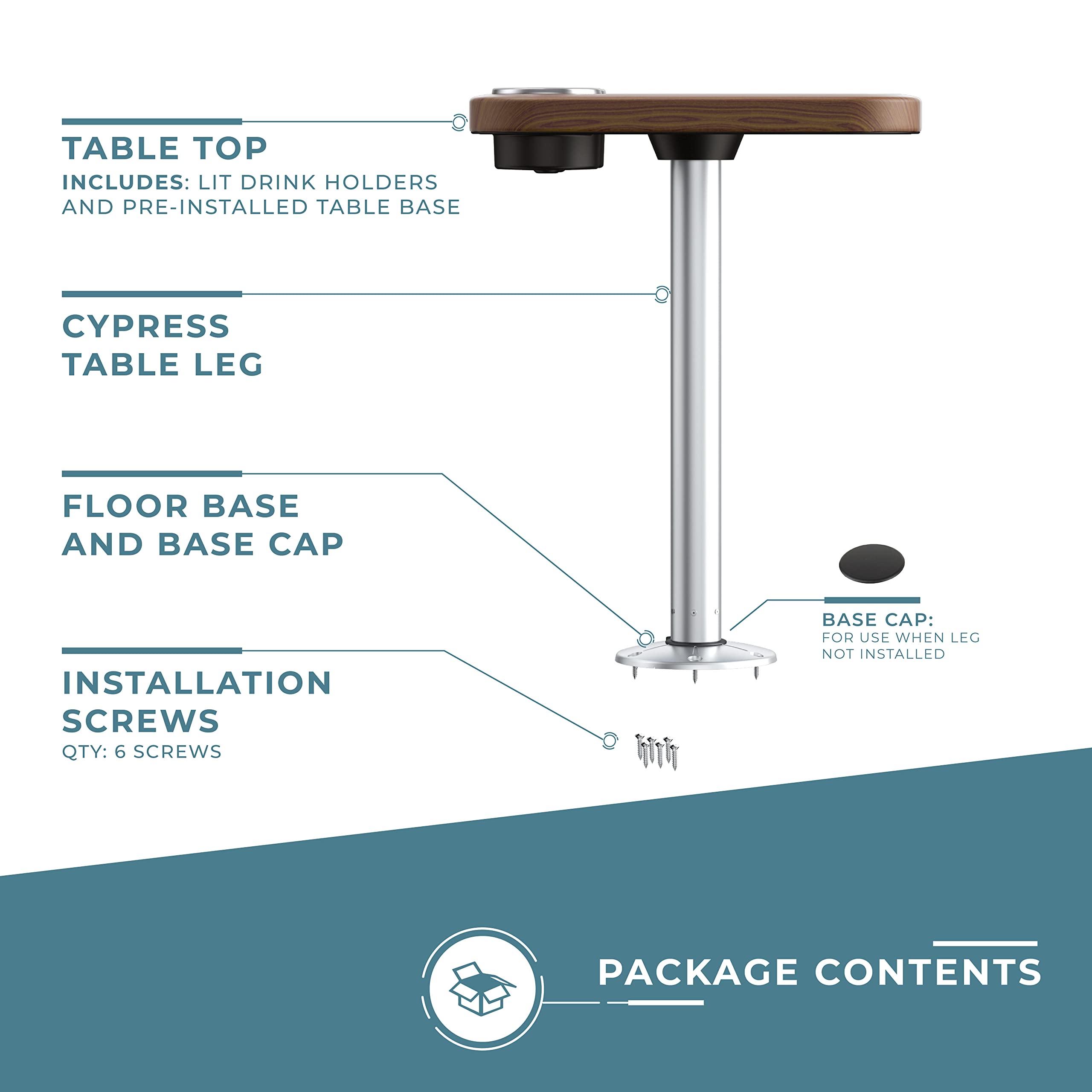 Manufacturers' Select ITC Marine Cocktail Boat Table Leg Set - Premium Pontoon Accessories & Marine Pedestal Table for Boats | Perfect for Outdoor Entertaining, Deck Parties & Nautical Decor