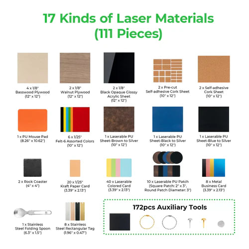 xTool Laser Material Explore Kit - Precision Cutting & Engraving for Wood, Acrylic, Leather | Perfect for DIY Projects, Home Decor & Crafting