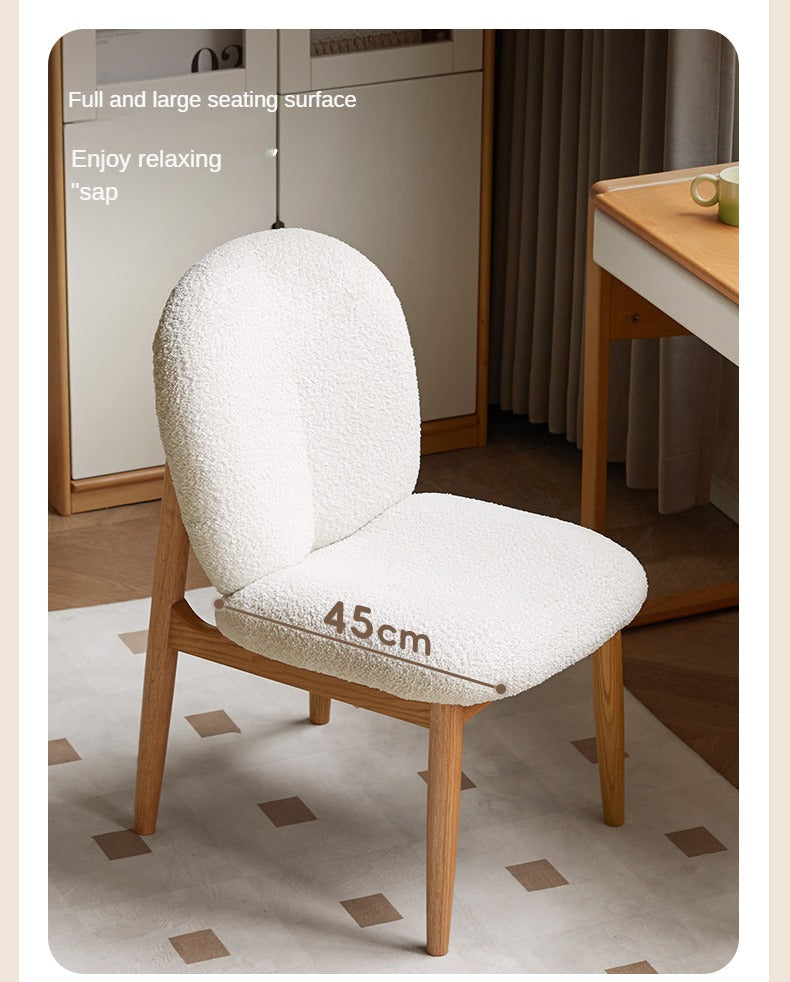 Solid Oak Wood Leisure Soft Chair - Cream Study Chair for Home Office, Reading & Relaxation - Comfortable & Stylish Accent Furniture for Living Room, Bedroom or Library