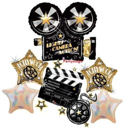 Hollywood Balloons Bouquet - Movie Star Themed Party Decorations for Birthday, Graduation & Special Events - Perfect for Hollywood Parties, Red Carpet Events & Celebrations