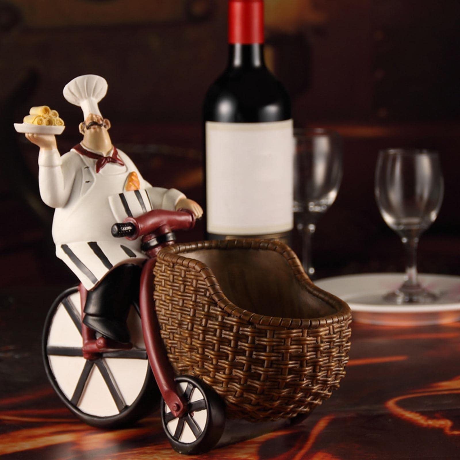 Stylish Resin Wine Bottle Holder & Storage Rack - Chef Figurine Design for Kitchen, Dining Room, Bar Decor - Perfect for Tabletop Wine Display, Liquor Organization & Home Entertaining