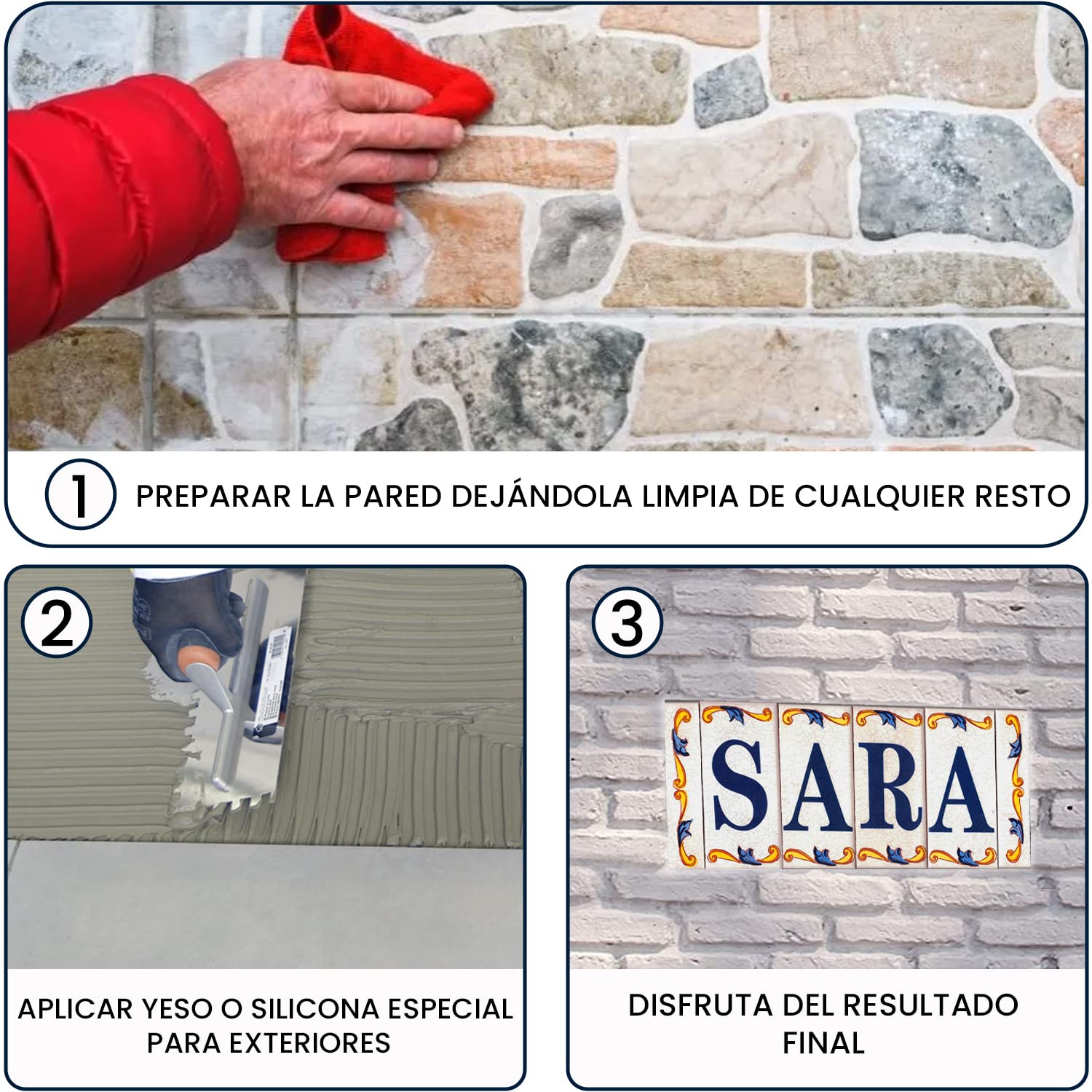Hand-Painted Glazed Ceramic House Numbers - Spanish Technique for Personalized Address Plaques & Home Decor - Perfect for Mailboxes, Front Doors, and Garden Gates
