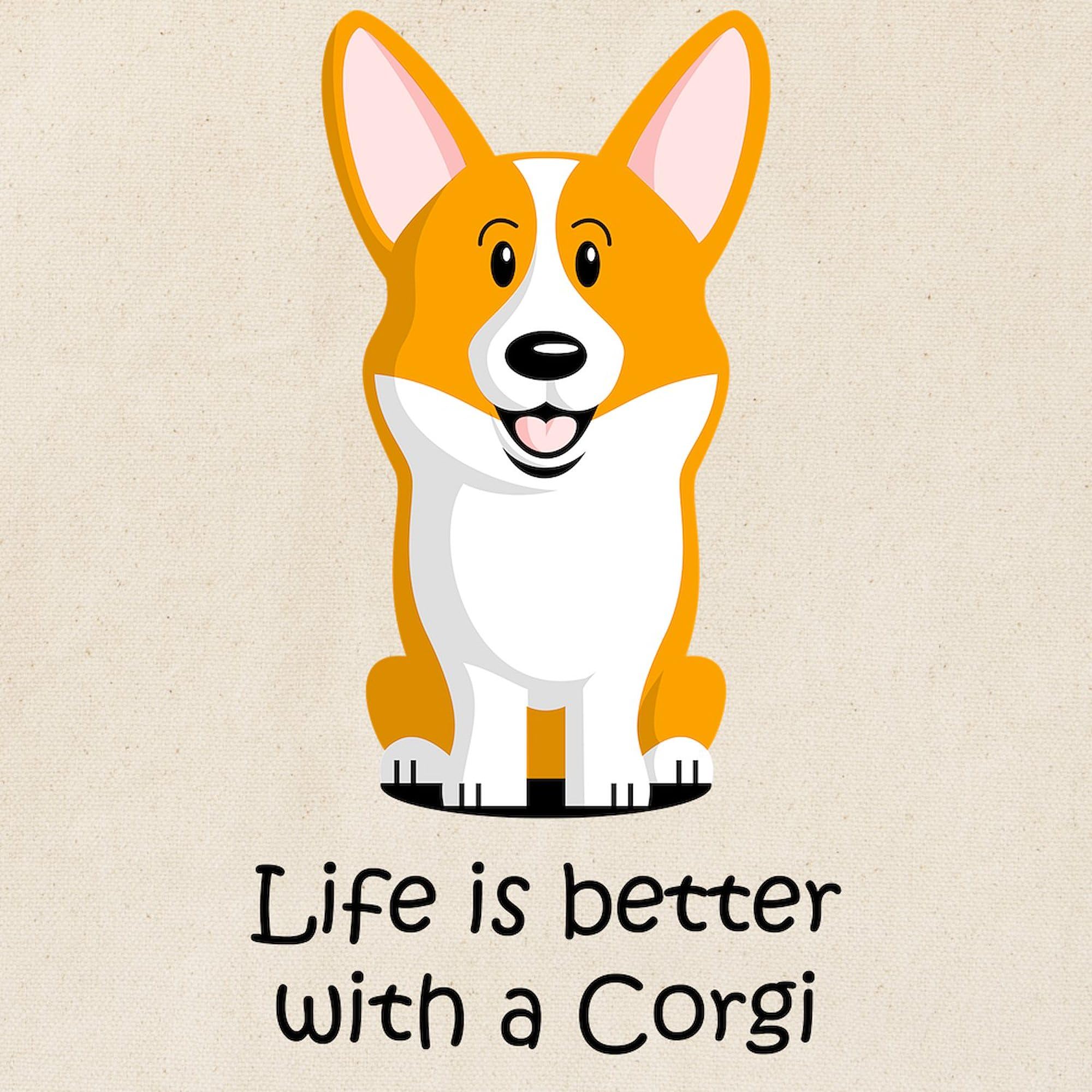 Pembroke Welsh Corgi Canvas Tote Bag - Natural Reusable Shopping Bag for Groceries, Beach & Everyday Use | Cute Dog Lover Gift