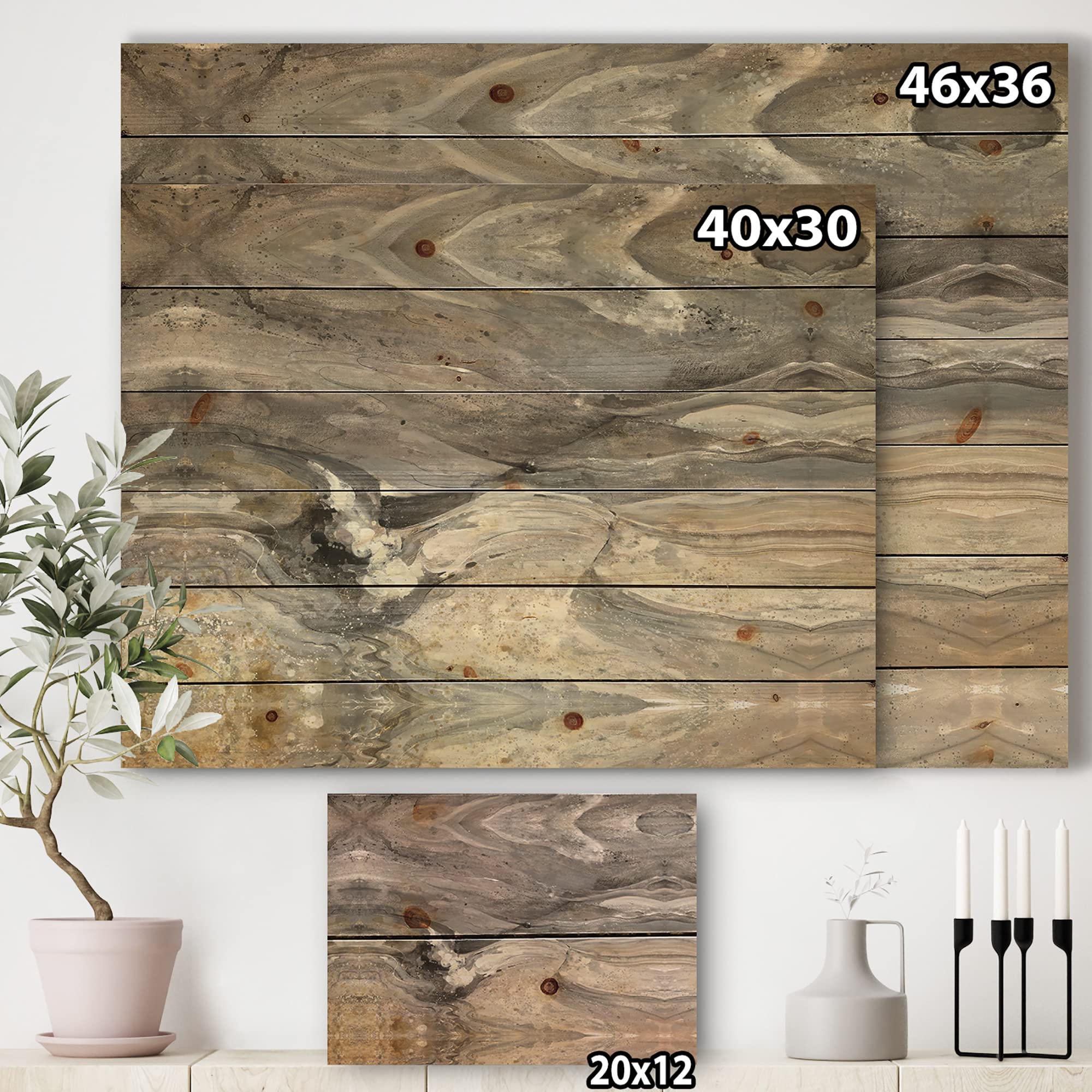 Modern Abstract Wood Wall Art - Natural Earth Tone Beige Wood Wall Decor, Large Contemporary Pine Wood Panels for Living Room, Bedroom & Office Décor