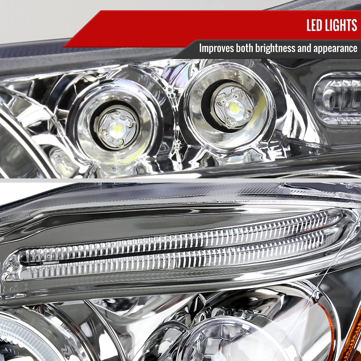 03-08 Toyota Corolla CE/S/LE Clear LED Halo Projector Headlights - High Performance Driving Lamps for Night Visibility & Style Upgrade | Perfect for Daily Commute & Road Trips