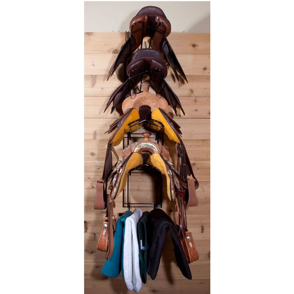 5-Tier Interchangeable Saddle Rack System for Horses - Heavy Duty Steel Tack Room Organizer with 5-Year Warranty | Customizable Storage Solution for Western, English & Trail Riding Equipment | Perfect for Barns, Stables & Equestrian Centers