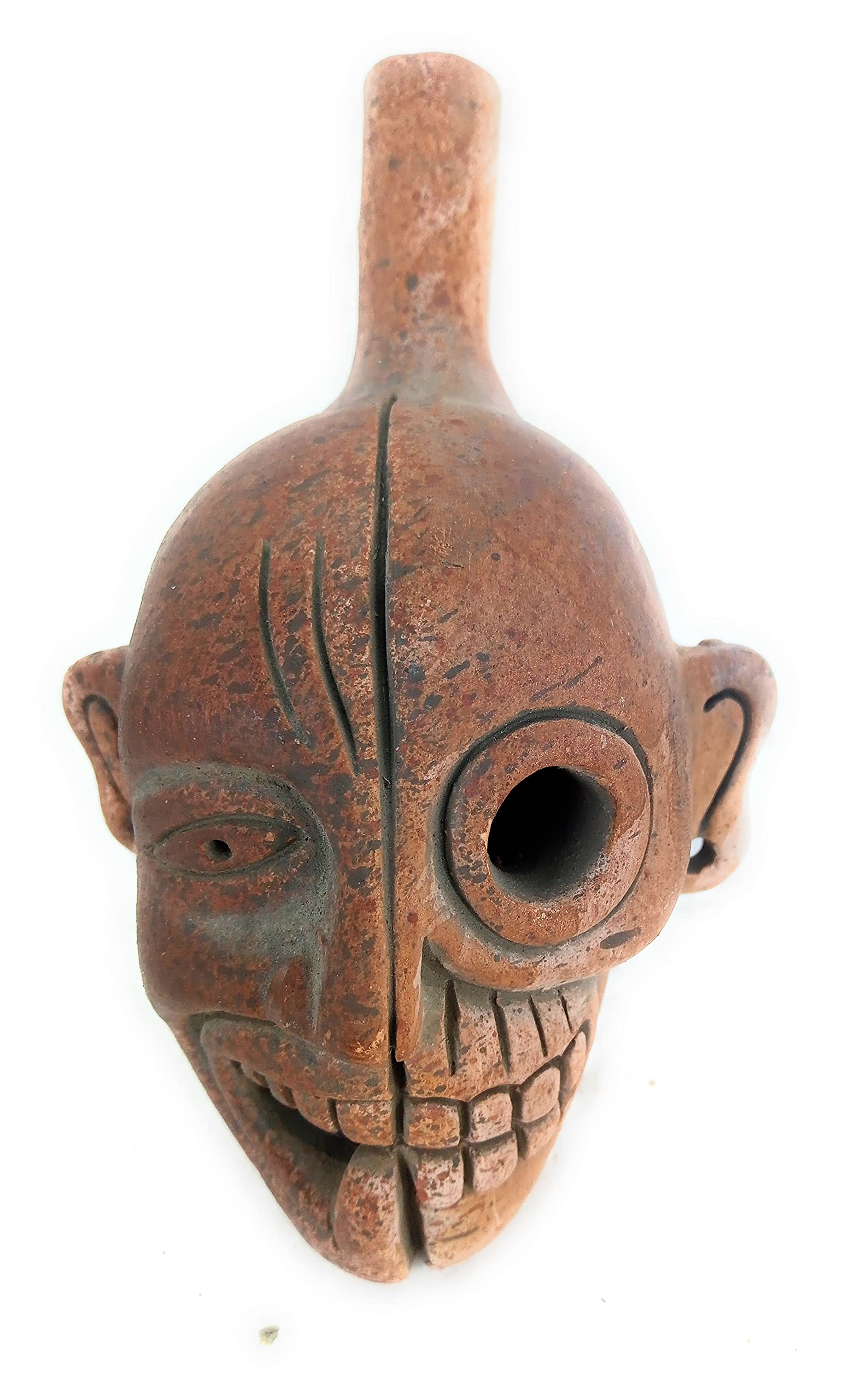 Aztec Death Whistle - Mictlantecuhtli God of the Dead Halloween Prop | Authentic Mexican Pre-Hispanic Craft | Scary Scream Sound Effect for Haunted Houses & Rituals