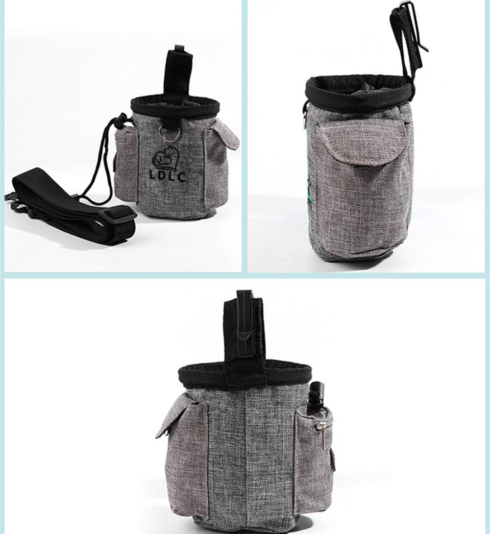 LDLC Dog Treat Pouch with Waist Clip - Pet Training & Hiking Snacks Holder (Light Grey)