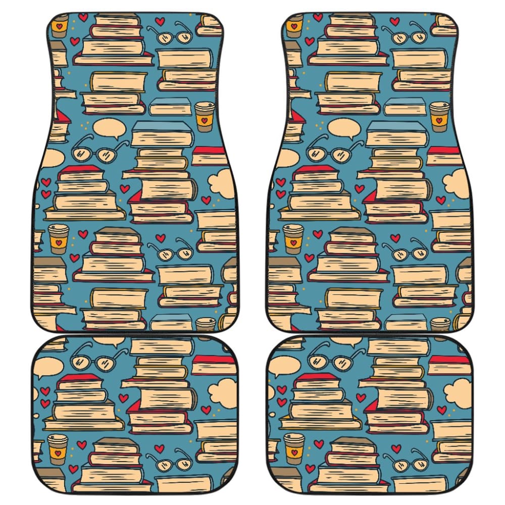 Premium Book Lovers Car Floor Mats - Non-Slip Custom Fit for Cars, SUVs & Trucks - Perfect Gift for Readers & Bookworms - Ideal for Commuting, Road Trips & Book Club Meetings
