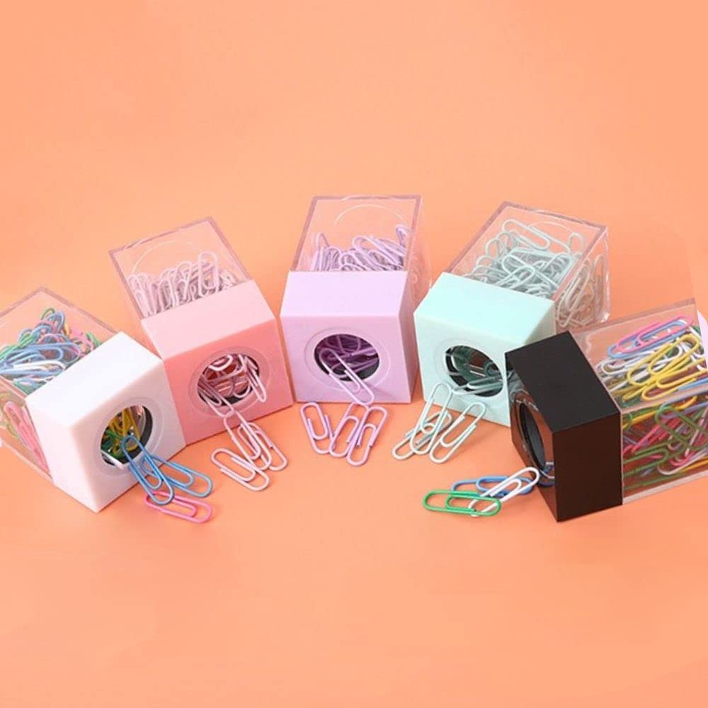 Magnetic Paper Clip Holder - Office Desk Organizer & Dispenser for Paper Clips - Black - Perfect for Office, Home, School & Workspace Organization