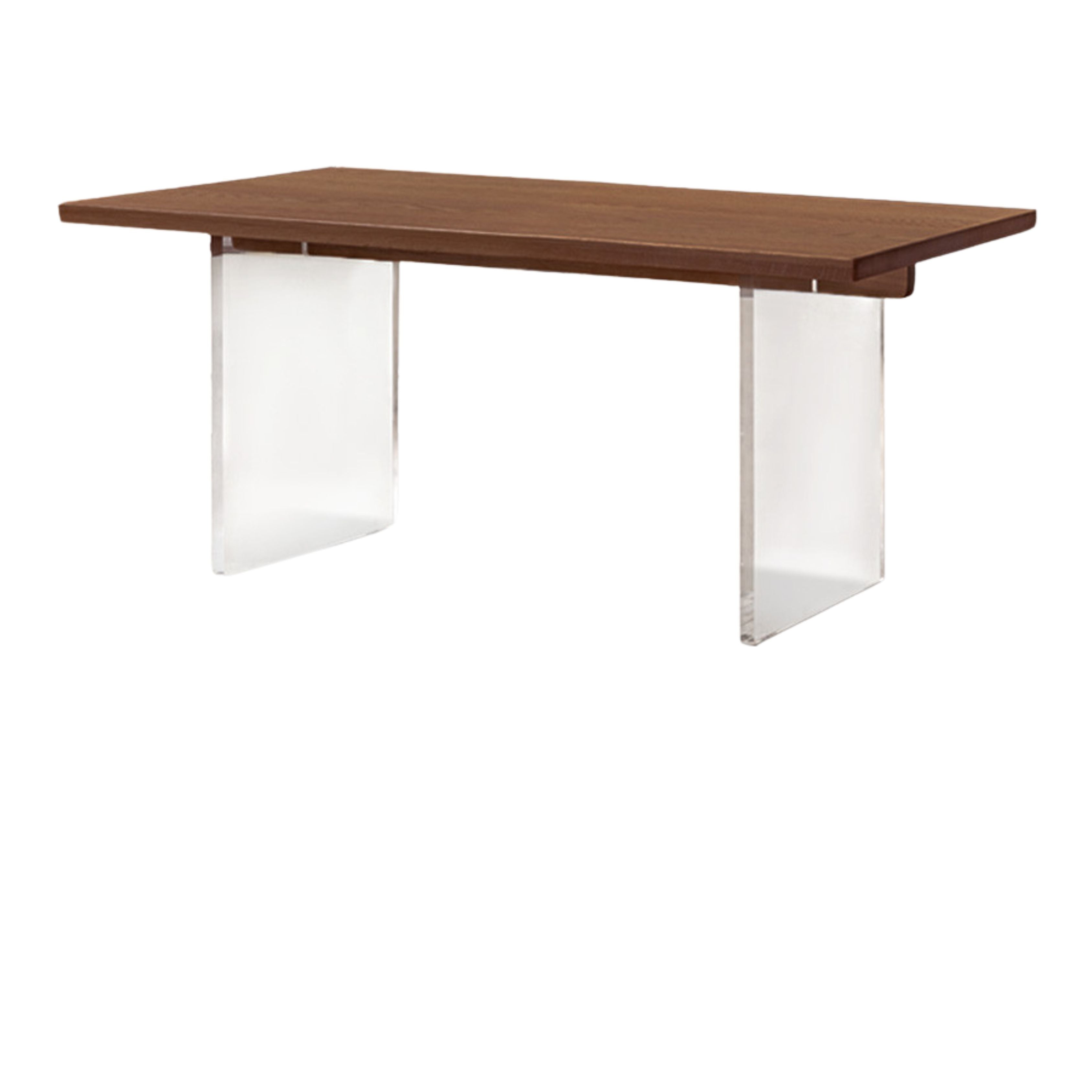 Solid Oak & Black Walnut Acrylic Floating Dining Table - Large Size Modern Wooden Table for Dining Room, Kitchen, and Open Concept Living Spaces