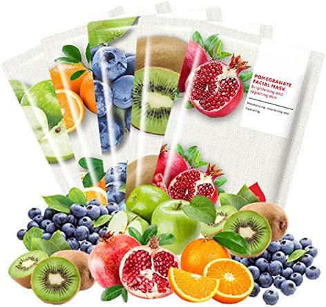 Vitamin C Enriched Face Mask Sheet for Glowing Skin - Natural Fruit Extract, Deep Cleansing & Moisturizing - Oily Skin Care Treatment - Pack of 4 - Perfect for Spa Day, Travel & Daily Skincare Routine