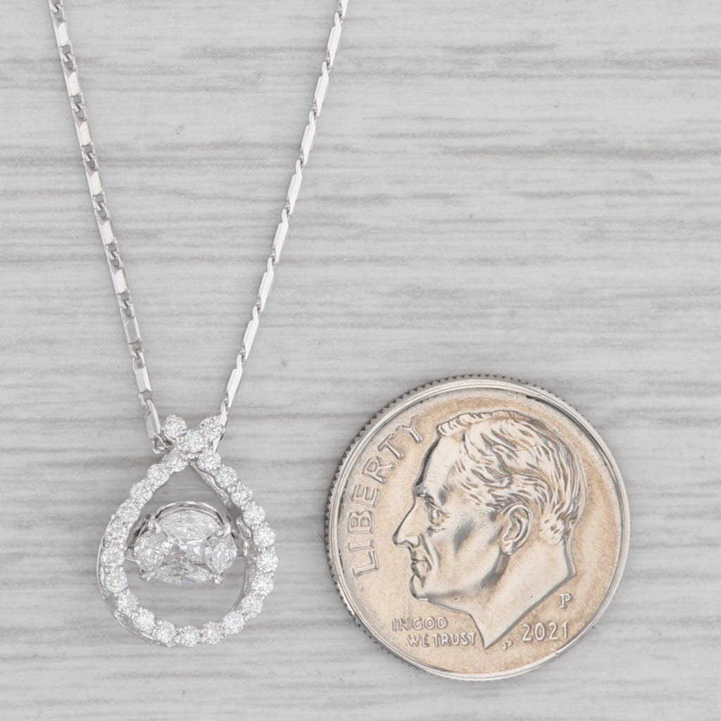 0.47ctw Floating Diamond Teardrop Pendant Necklace - 14k White Gold 18