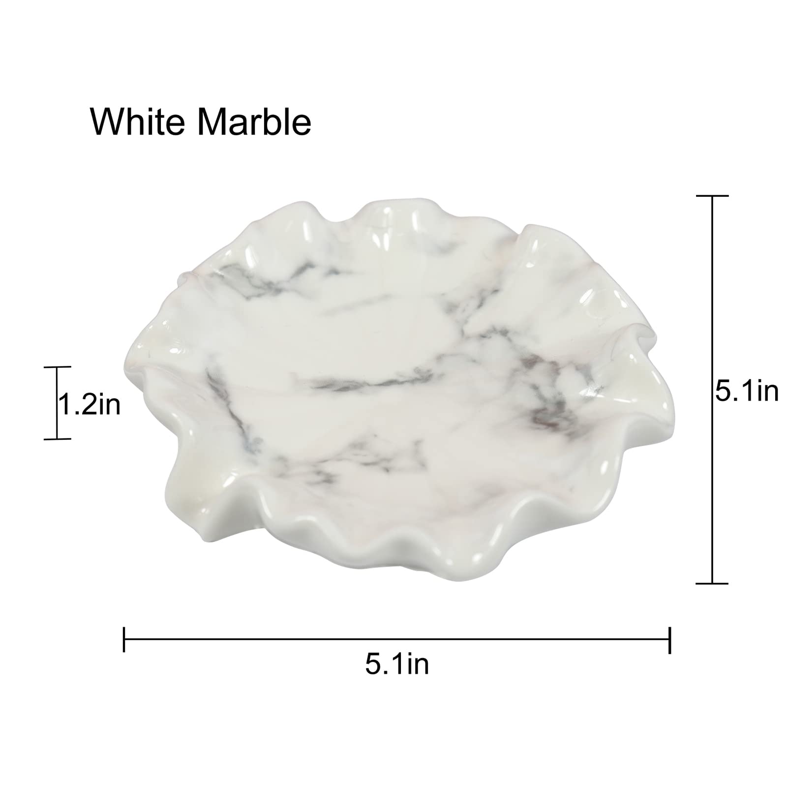 Ceramic Soap Dish with Lotus Leaf White Marble Pattern - Self Draining Soap Holder with Waterfall Slot - Bathroom & Kitchen Countertop Organizer for Sponges and Soap - Perfect for Modern Bathrooms, Spa Showers, and Luxury Hotel Style Vanities