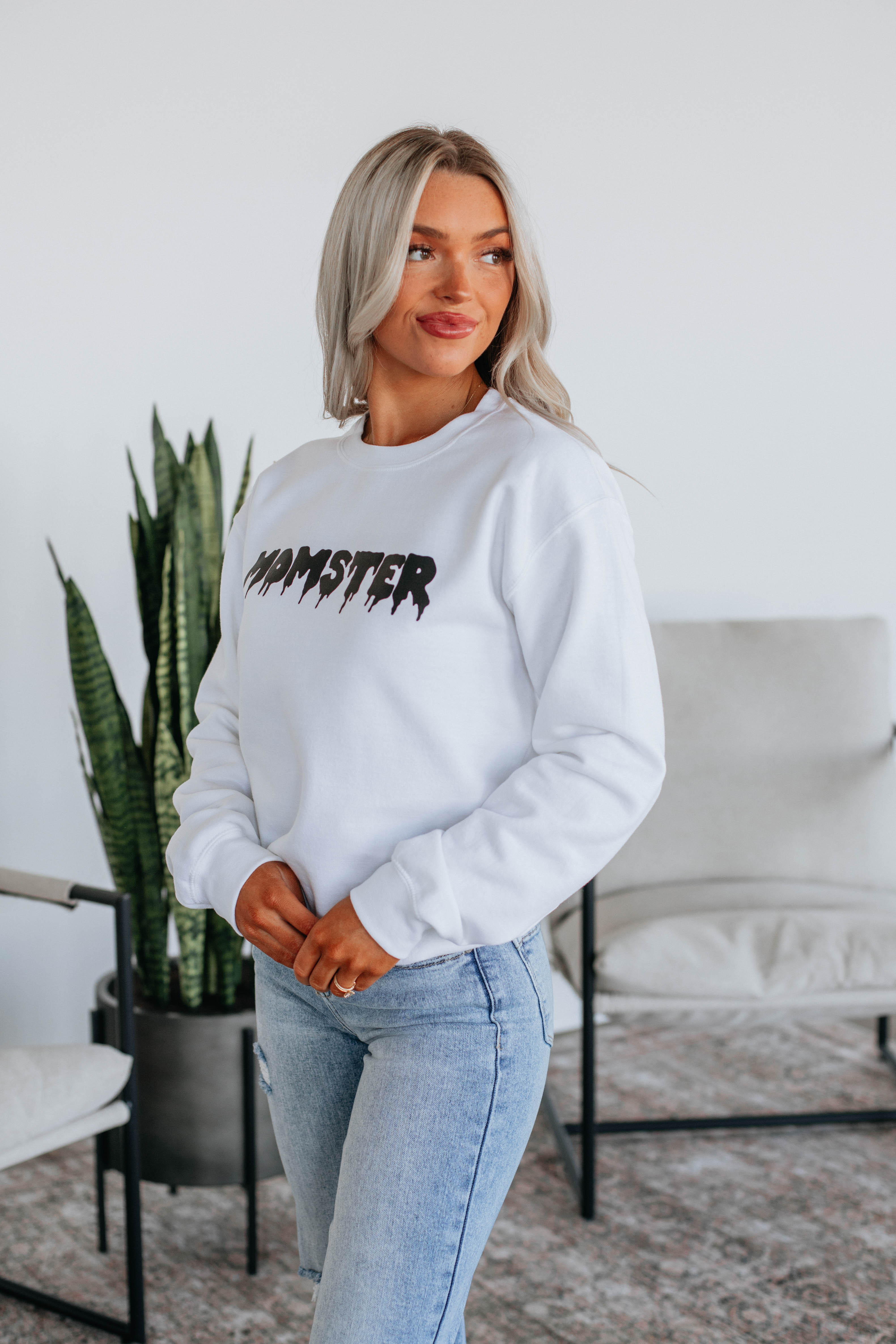 Stylish Momster Crewneck Sweatshirt for Women - Cozy Casual Pullover for Everyday Wear | Perfect for Outfits, Lounging & Fall Fashion