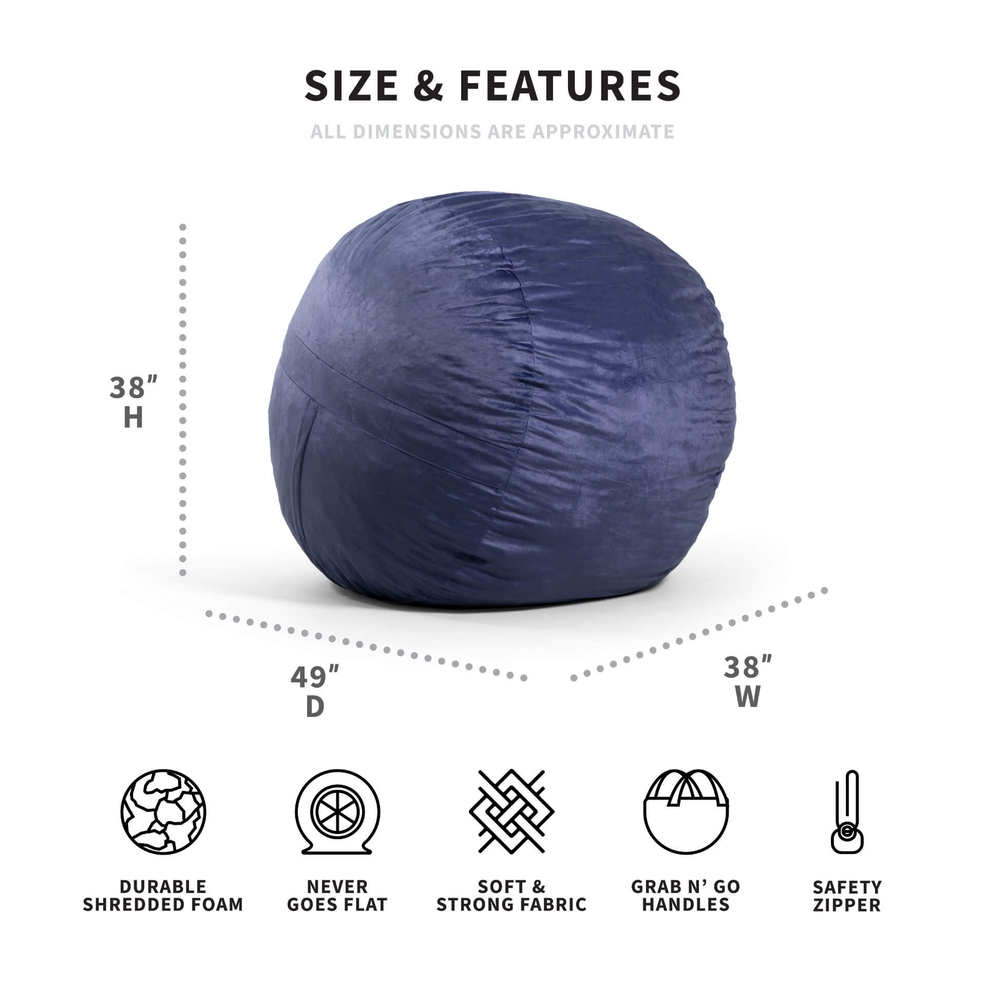 FUF Large Dog Bed with Removable Washable Cover - Soft Orthopedic Pet Bed for Large Dogs, Perfect for Living Room, Bedroom or Crate