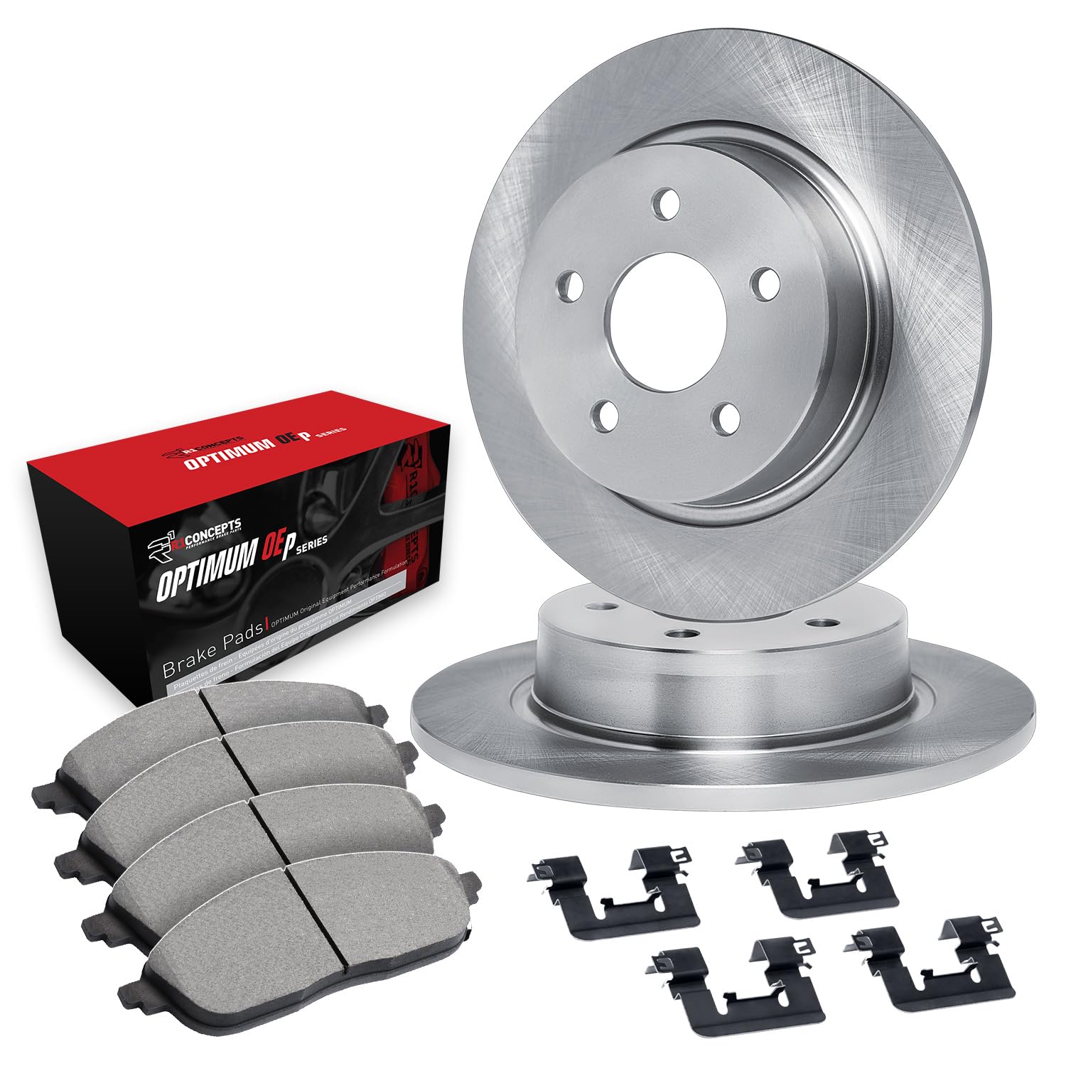 R1 Concepts Rear Brake Pads and Rotors Kit - Ceramic Brake Pads & Drilled Slotted Rotors with Hardware - Compatible with 1988-1991 Subaru XT - Perfect for Daily Driving & Performance Upgrades