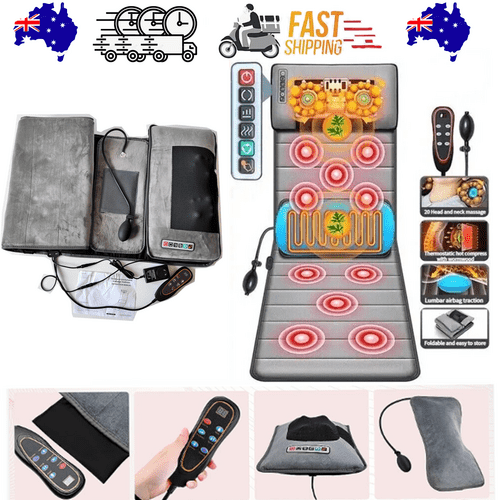 10 Vibrating Motors Full Body Massage Mat with Heating - Pain Relief Heated Mattress Pad for Back, Neck & Shoulder - Perfect for Home Relaxation & Muscle Recovery