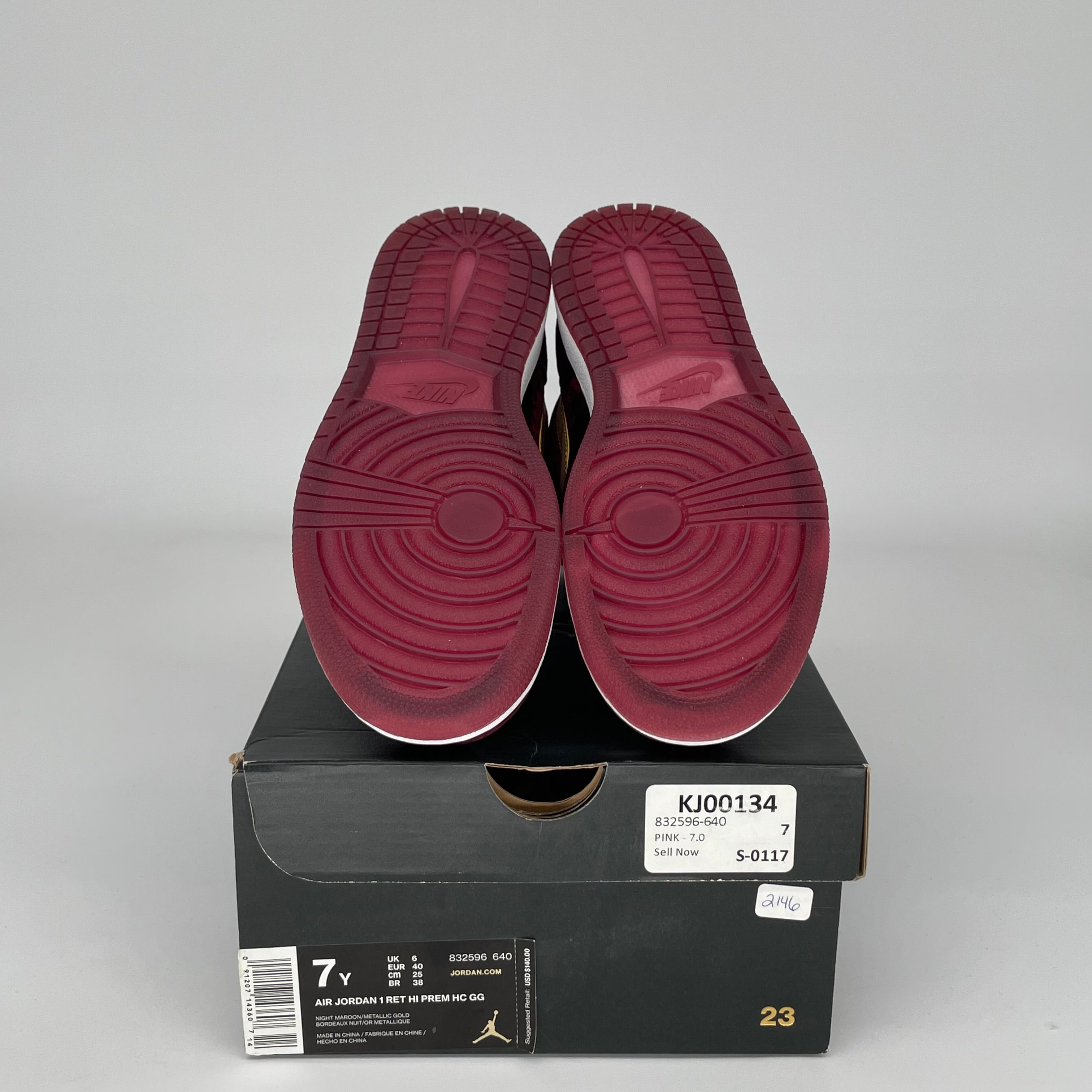 AIR JORDAN 1 Heiress Night Maroon Sneakers - Size 7Y (832596-640) - Women's Basketball Shoes for Casual Wear & Street Fashion