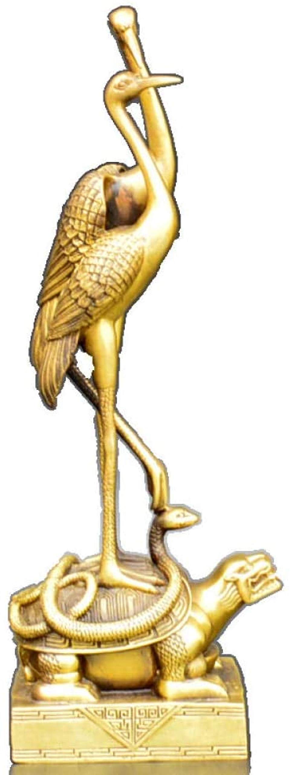 Handmade Brass Tortoise & Crane Statue - Elegant Animal Sculpture for Home Decor, Study Room, Office & Gift | Feng Shui & Zen Decorations