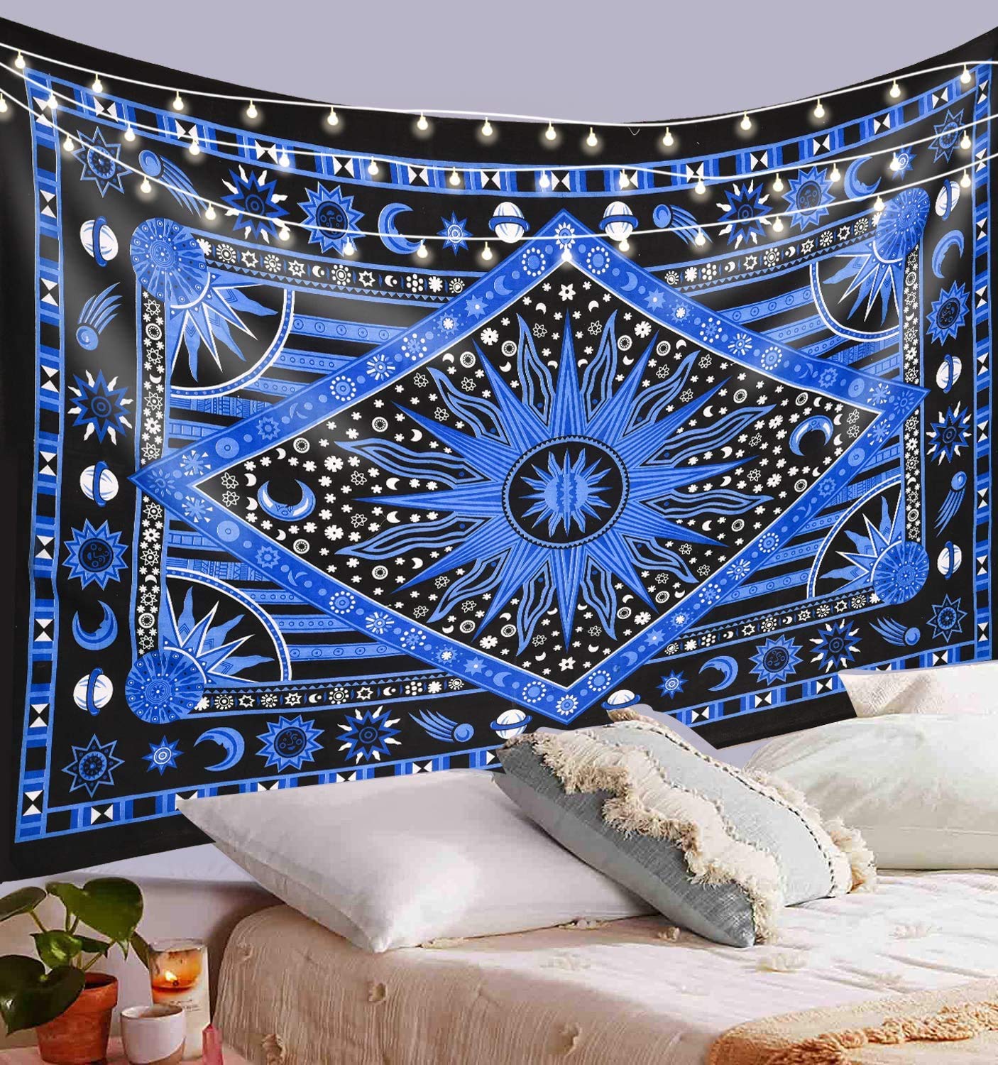 Celestial Moon Star Tapestry - Boho Wall Hanging for Bedroom & Dorm Decor