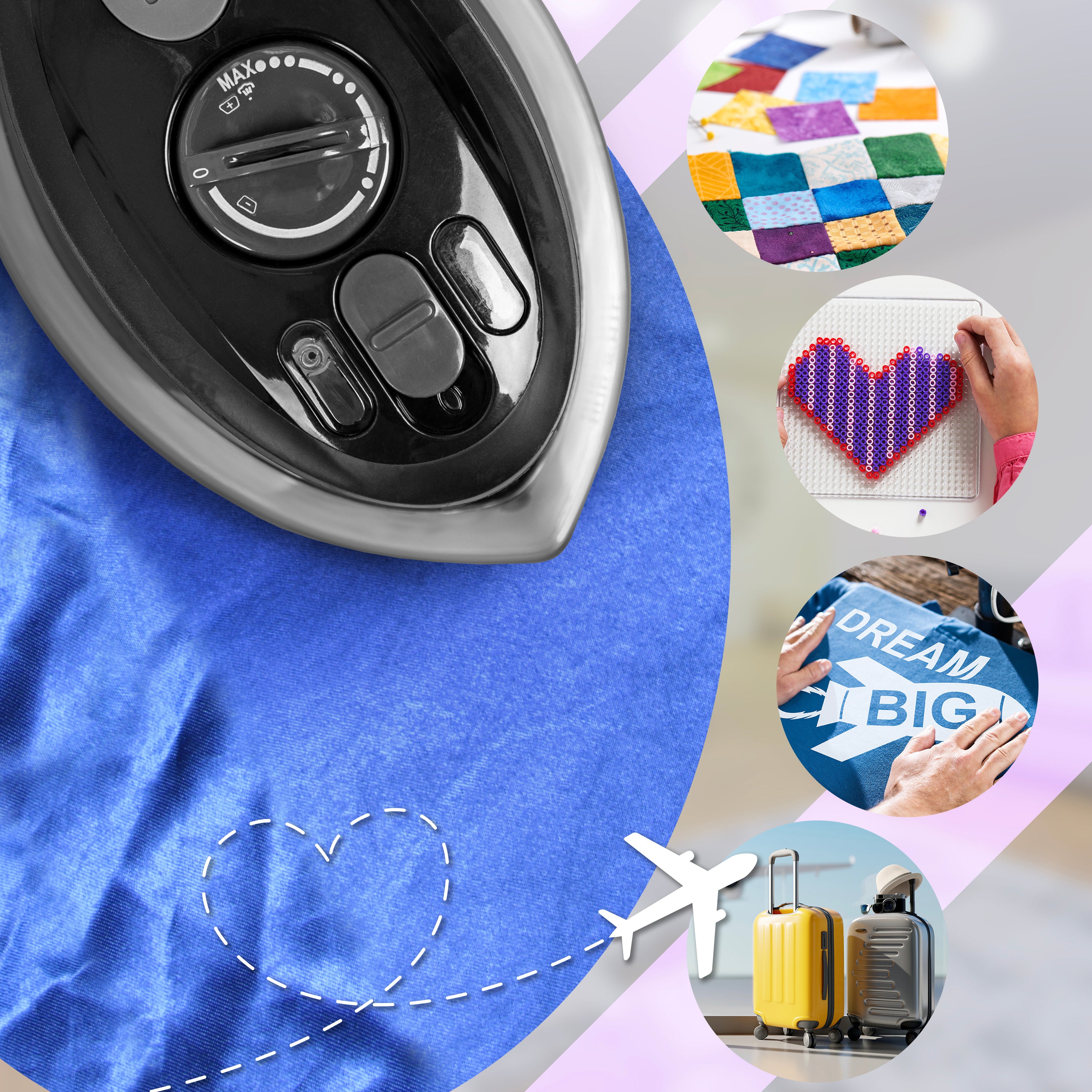 Duronic SI3 BK Mini Travel Iron - 35ml Tank, 400W Portable Steam Iron with Adjustable Heat Settings | Lightweight & Compact for Travel, Quilting, Patchwork, Applique & Craft Projects | Perfect for Hotels, Camping & Small Spaces