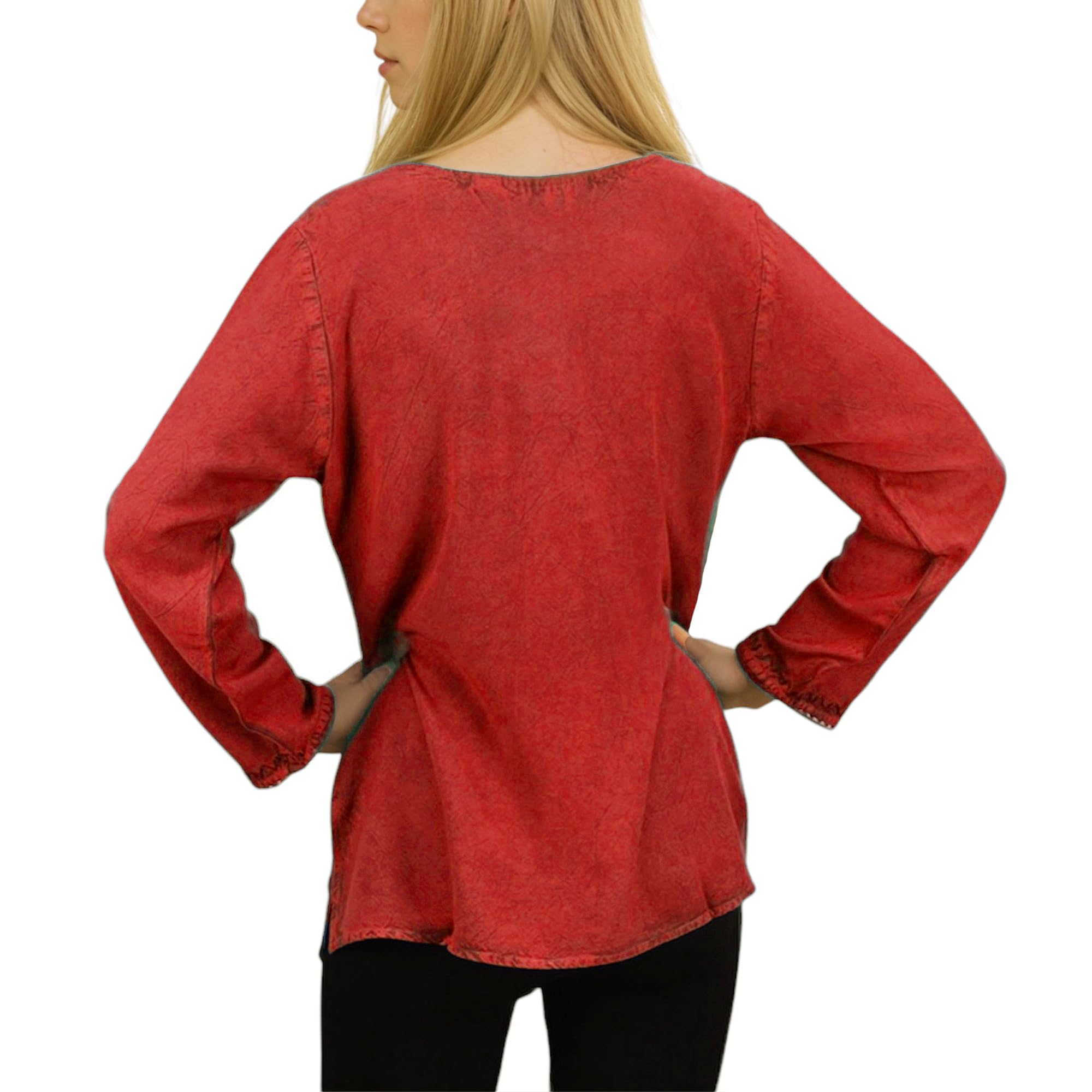 Agan Traders 2025 Spring Long Sleeve Embroidered Blouse - Medieval Bohemian Vintage Tunic Top for Women | Perfect for Renaissance Fairs, Boho Festivals & Casual Chic Outfits