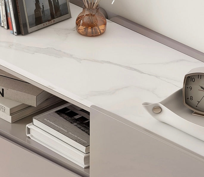 Solid Poplar Wood TV Stand with Slate Top - Modern Luxury Bedroom Furniture for Living Room & Home Entertainment Setup