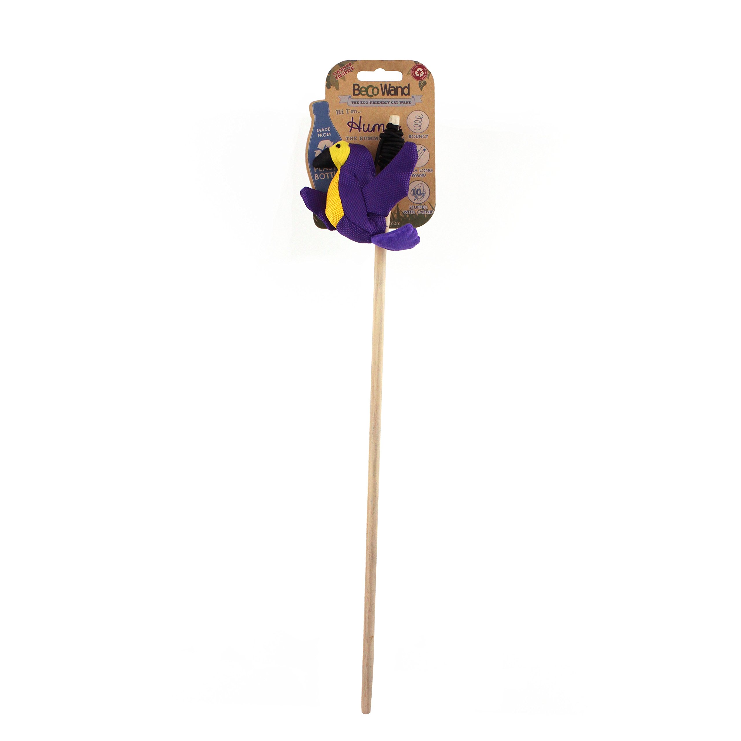 Beco Cat Wand Toy with Hummingbird & Catnip - Soft Elastic Rope Cat Toy for Playtime