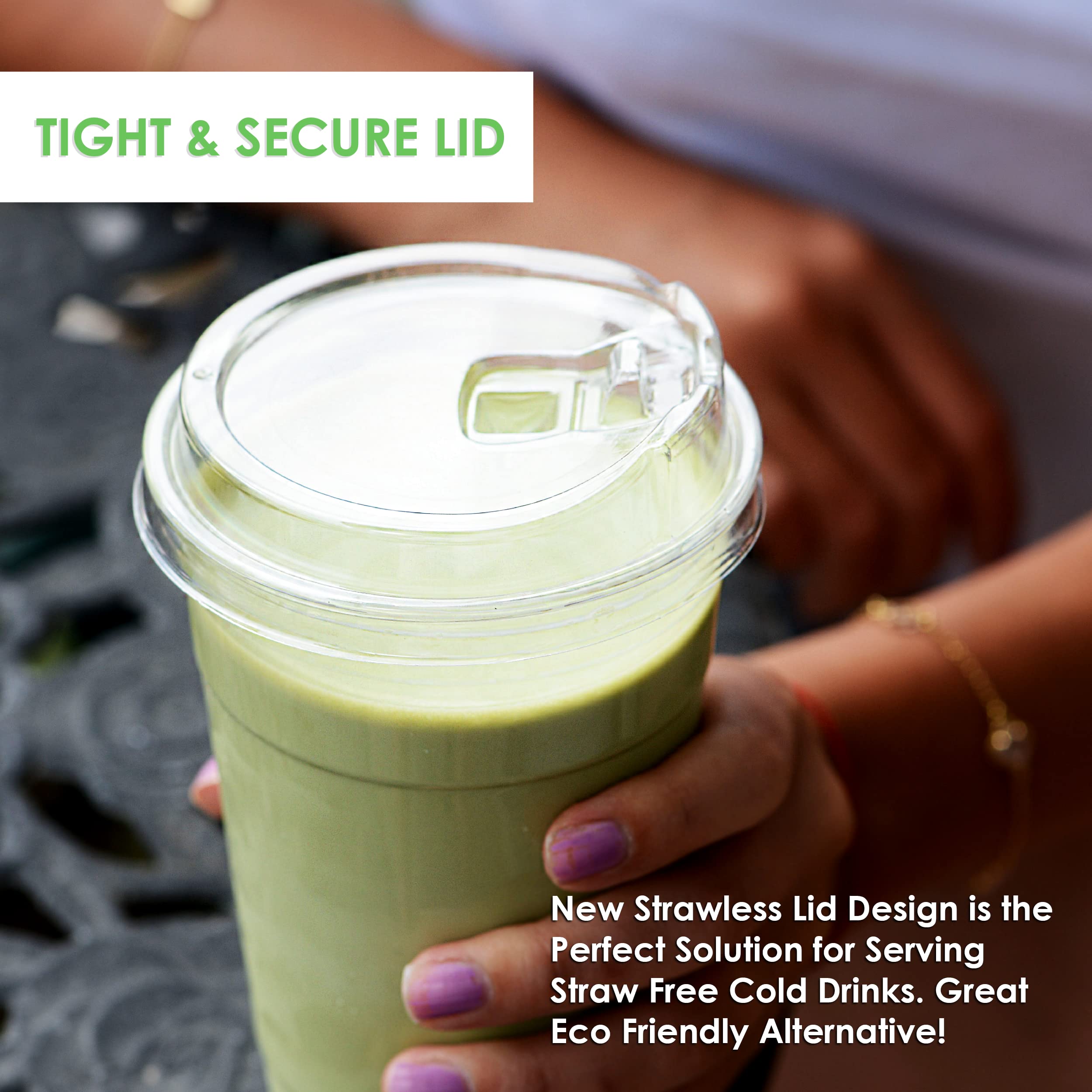 600 Pack 20 oz Clear Plastic Disposable Cups with Sip-Through Lids - Ideal for Iced Coffee, Smoothies, Juice, Soda, Parfait & Party Drinks - Perfect for Cafes, Restaurants, Events & Home Use