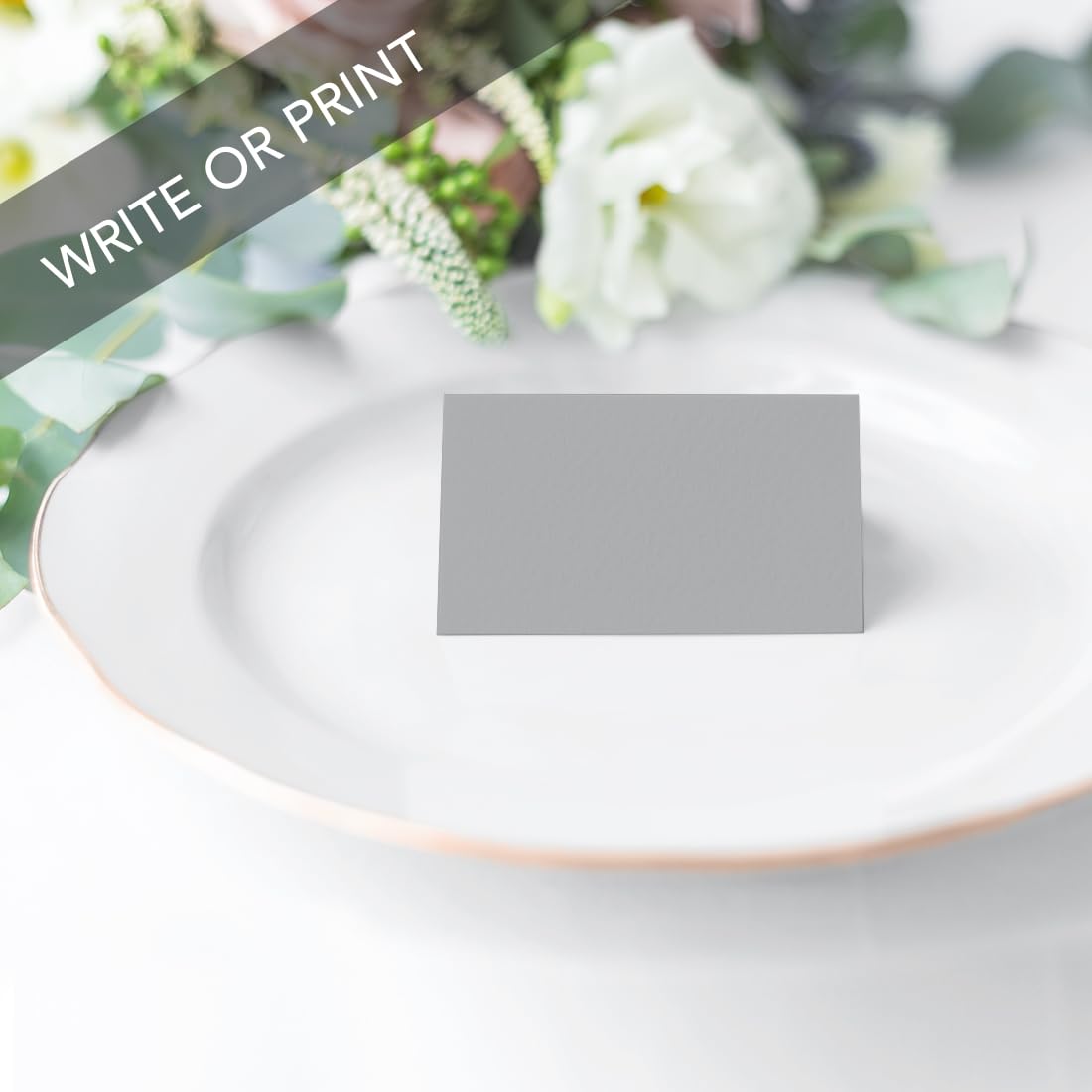 Andaz Press Printable Table Tent Place Cards - 20-Pack Gray Blank Name Cards for Wedding, Baby Shower & Graduation | Elegant Table Settings for Bridal, School & Food Events