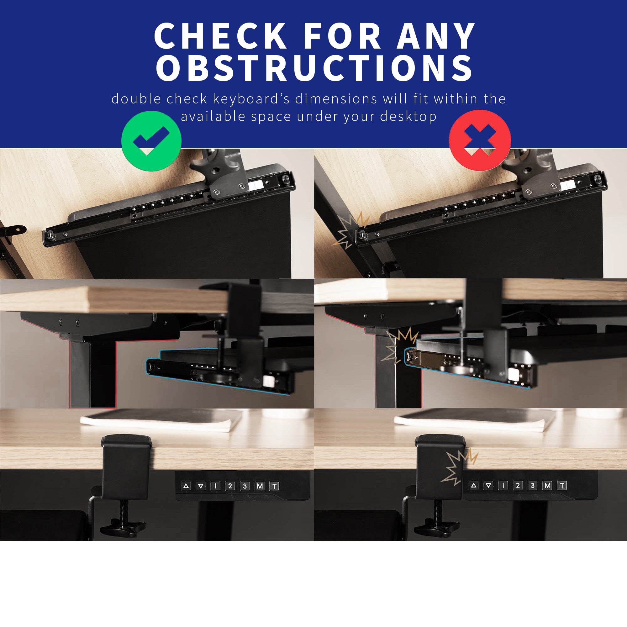 Ergonomic Clamp-On Height Adjustable Keyboard Tray with Pencil Drawer - Perfect for Office, Home & Gaming Setups
